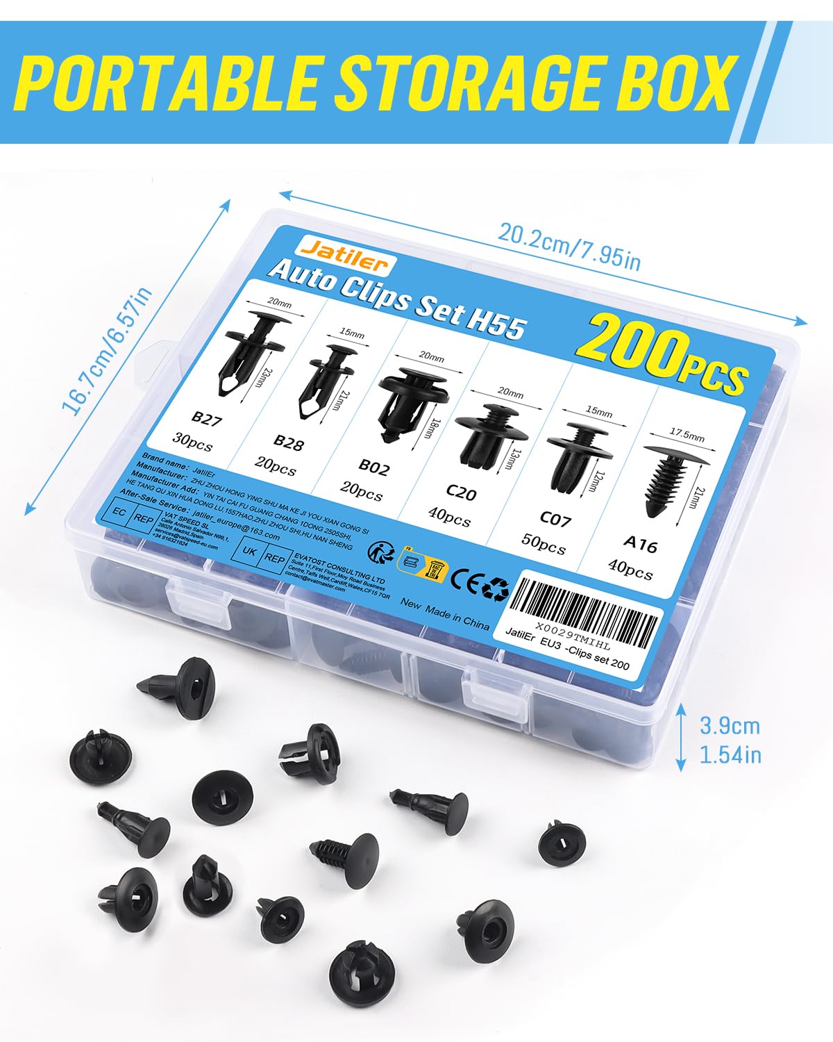 Thumbnail 6 de JatilEr 200 Stück Befestigungsclips Auto Clips – Universal Nylon Clips in 6 Größen