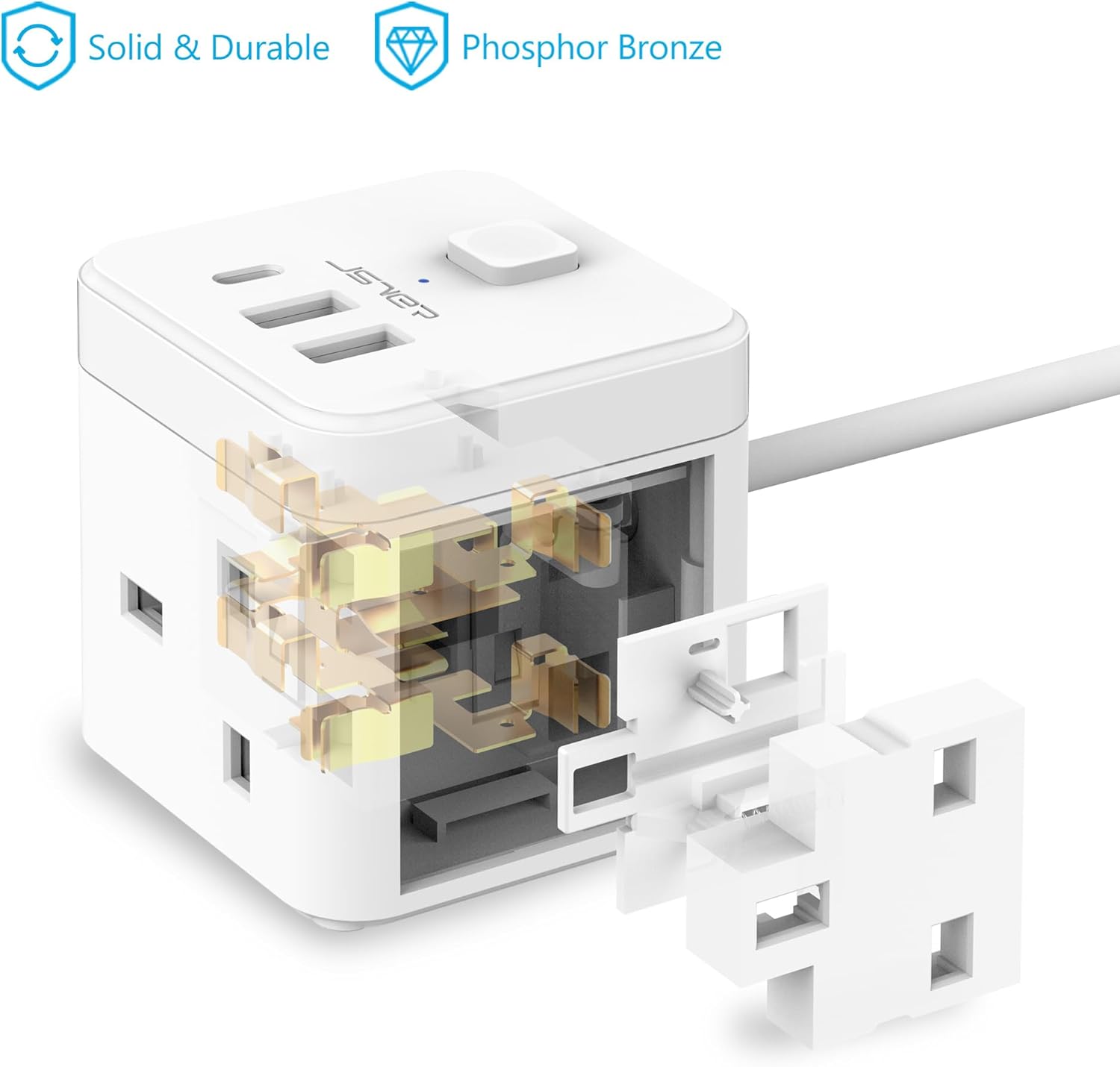 Thumbnail 5 de JSVER Cube Extension Lead 2m with USB ports ๐
