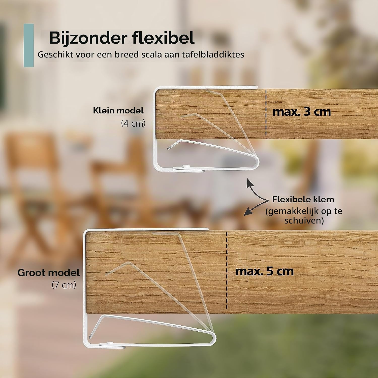 Thumbnail 1 de Virea V1502-W4C tafelkleedklemmen, 8 stuks, wit RVS voor tafels tot 3 cm