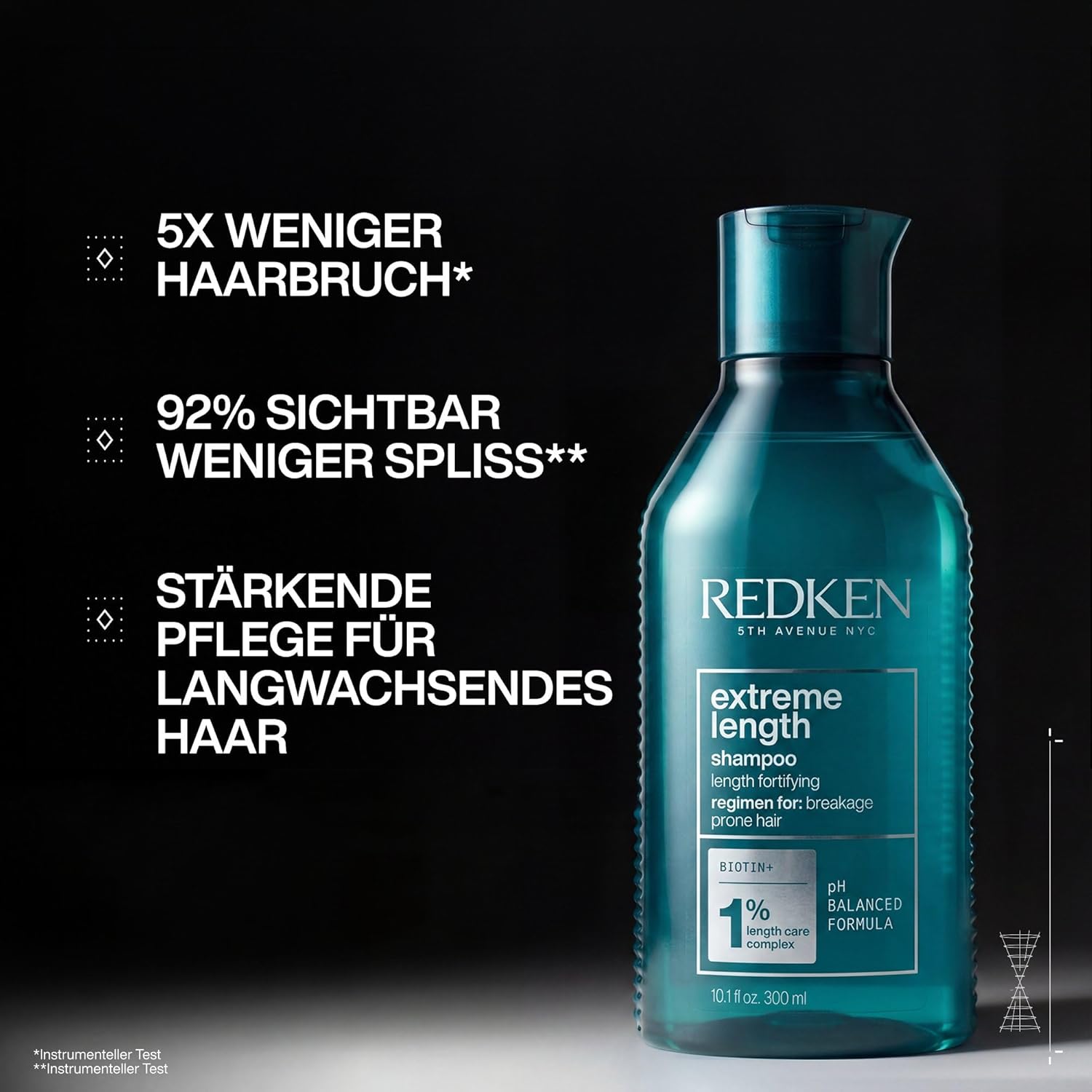 Detalle 2 de Redken Extreme Length Shampoo mit Biotin gegen Haarbruch – für lange & starke Haare (1 x 300 ml)