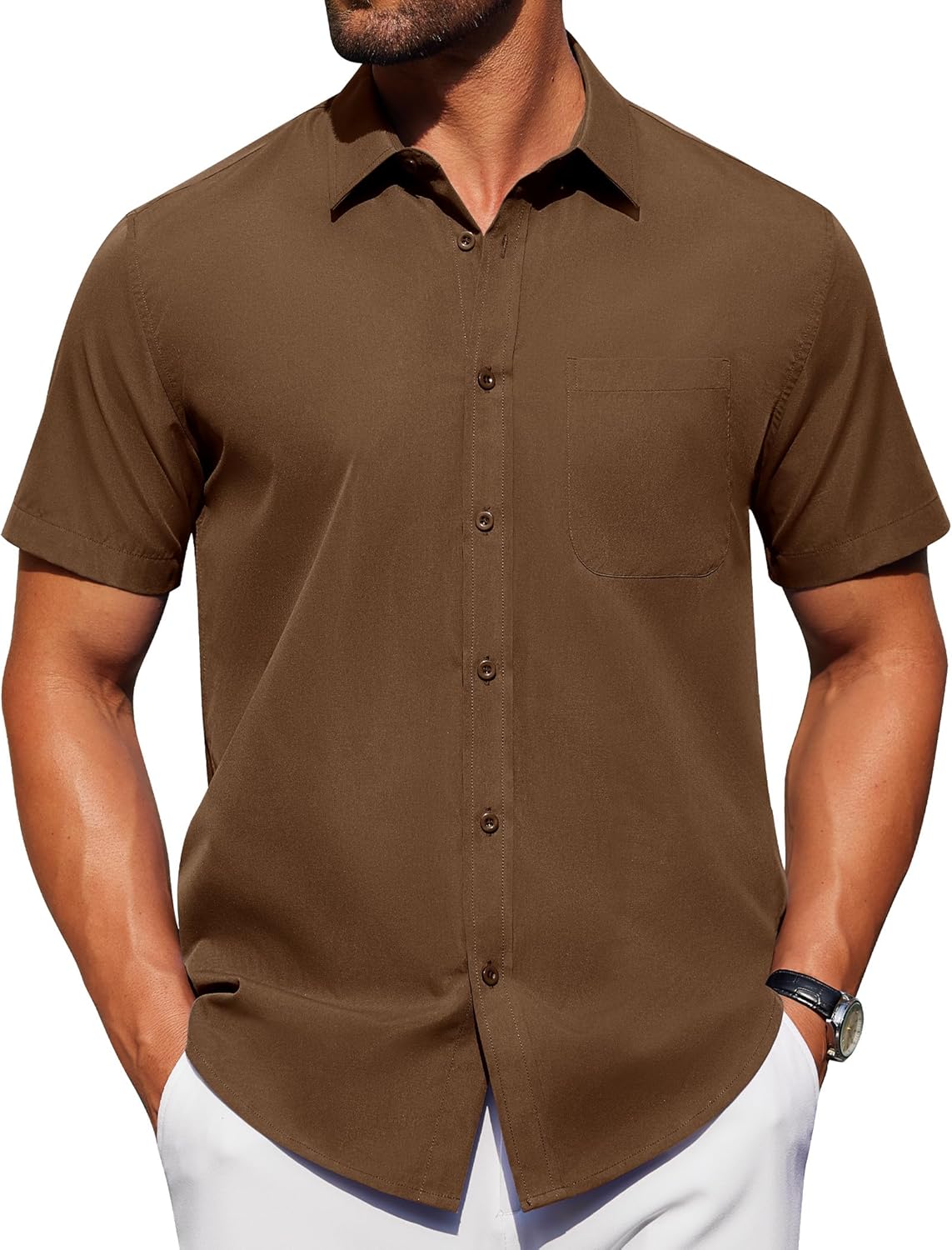 Thumbnail 5 de Alimens & Gentle Men’s Short Sleeve Wrinkle-Free Button-Down Dress Shirt (Untucked)