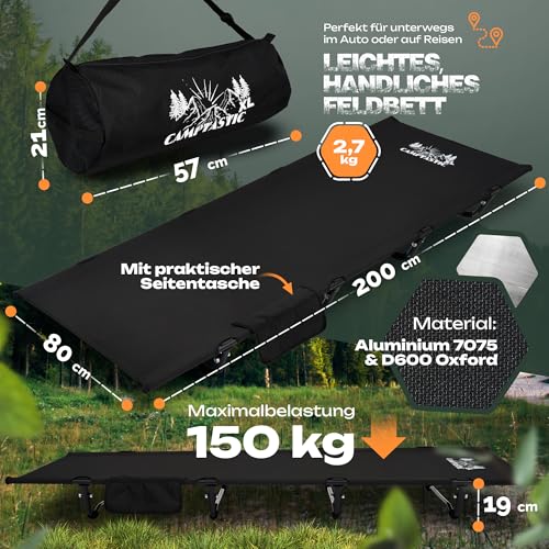 Detalle de Camptastic Feldbett XXL Ultraleicht – 2,7 kg, schneller Aufbau