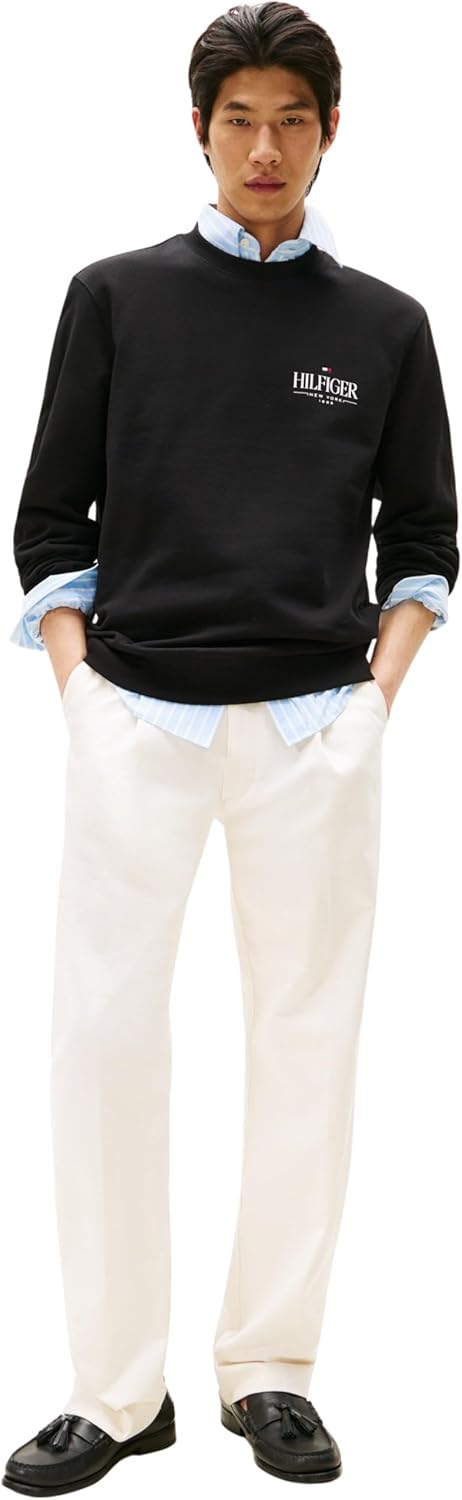 Detalle de Tommy Hilfiger Uomo Felpa Stacked Regular Fit in cotone 100%