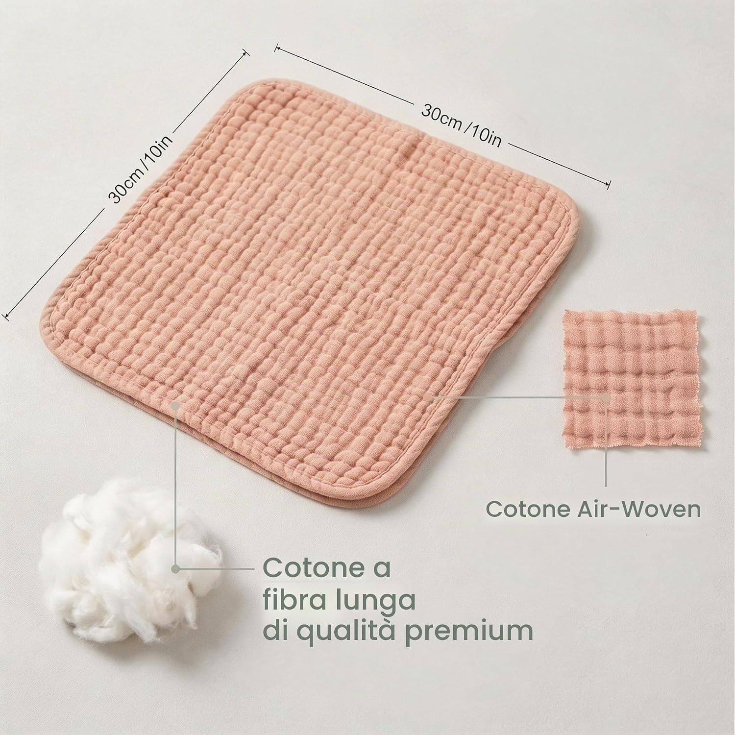 Thumbnail 5 de Koo-dib Mussoline Neonato Cotone 10 Pezzi 30x30 cm – Salviette e Quadrotti in Mussola per Neonati