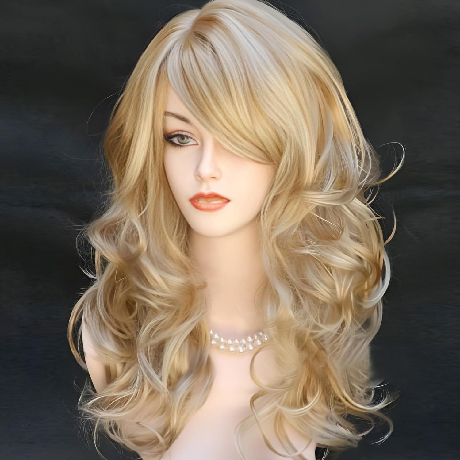 Detalle 2 de RightOn WIG205-DV 22-Inch Brown Mix Blonde Wig with Long Curls and Bangs