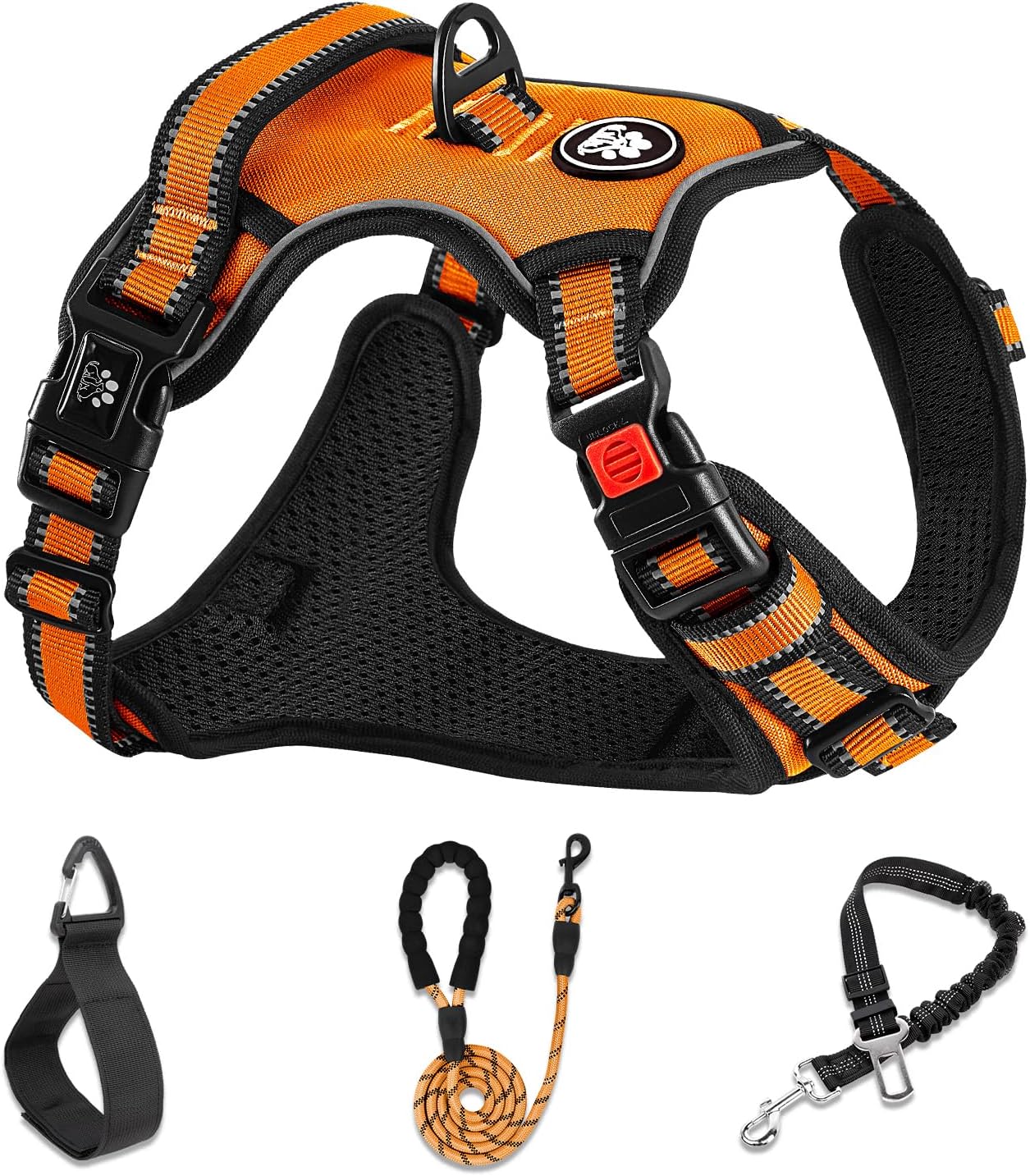 Detalle de NESTROAD Large Dog Vest Harness No Pull Adjustable Harness with Accessories (XL, Orange)
