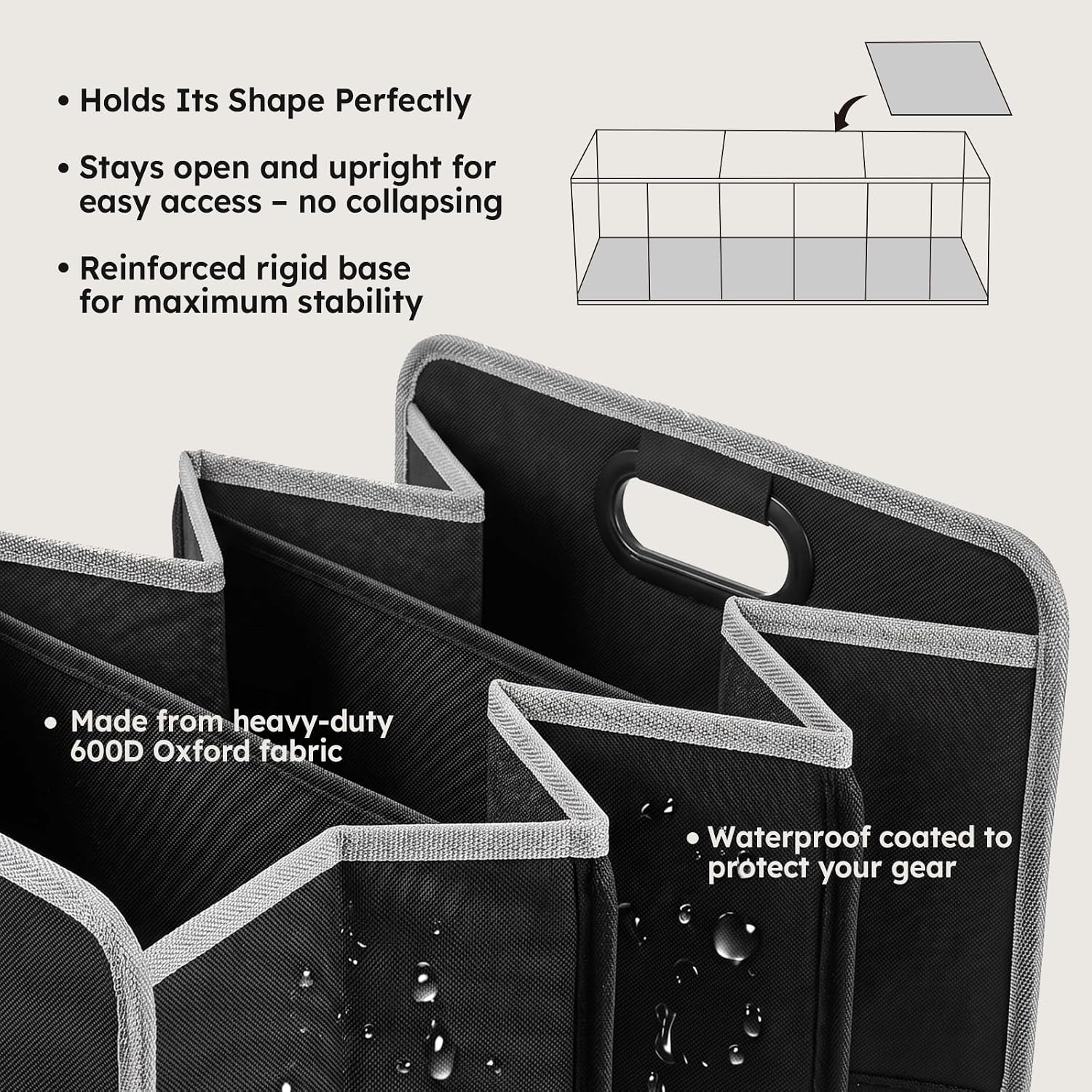 Thumbnail 6 de Maxtonne Car Boot Organiser: Heavy-Duty 50L 3-Compartment Storage for SUVs and Hatchbacks