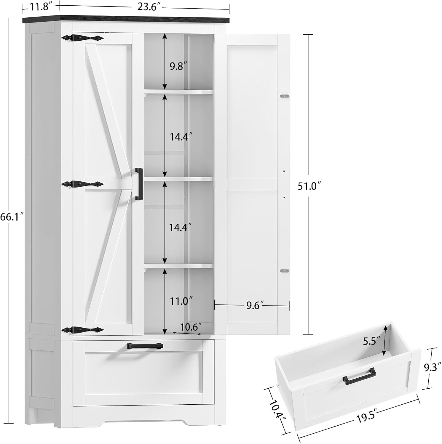 Detalle de TEENFON Storage Cabinet, 66.1-inch