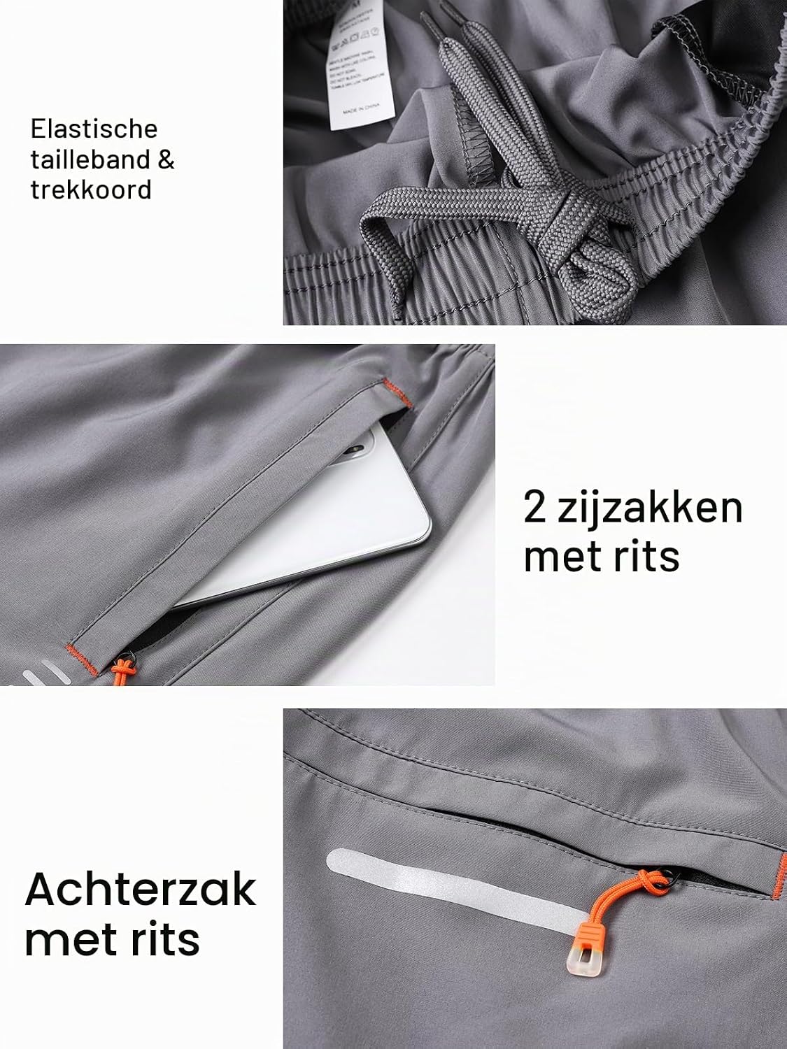 Thumbnail 5 de Cimic sportbroek voor heren, hardloopshort met ritsvak en reflecterende strepen