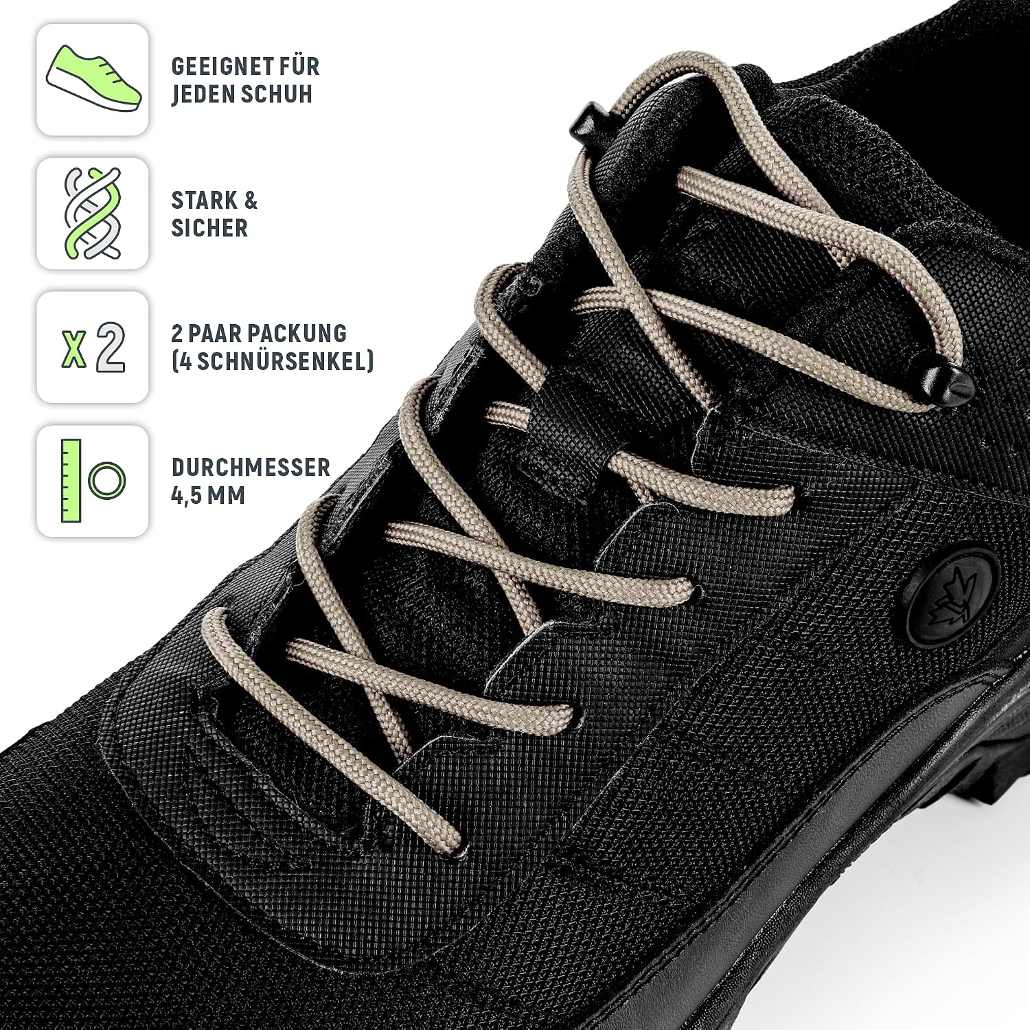 Thumbnail 1 de CUBSER Premium Runde Schnürsenkel – 2 Paar, Ø 4,5 mm, 70–200 cm