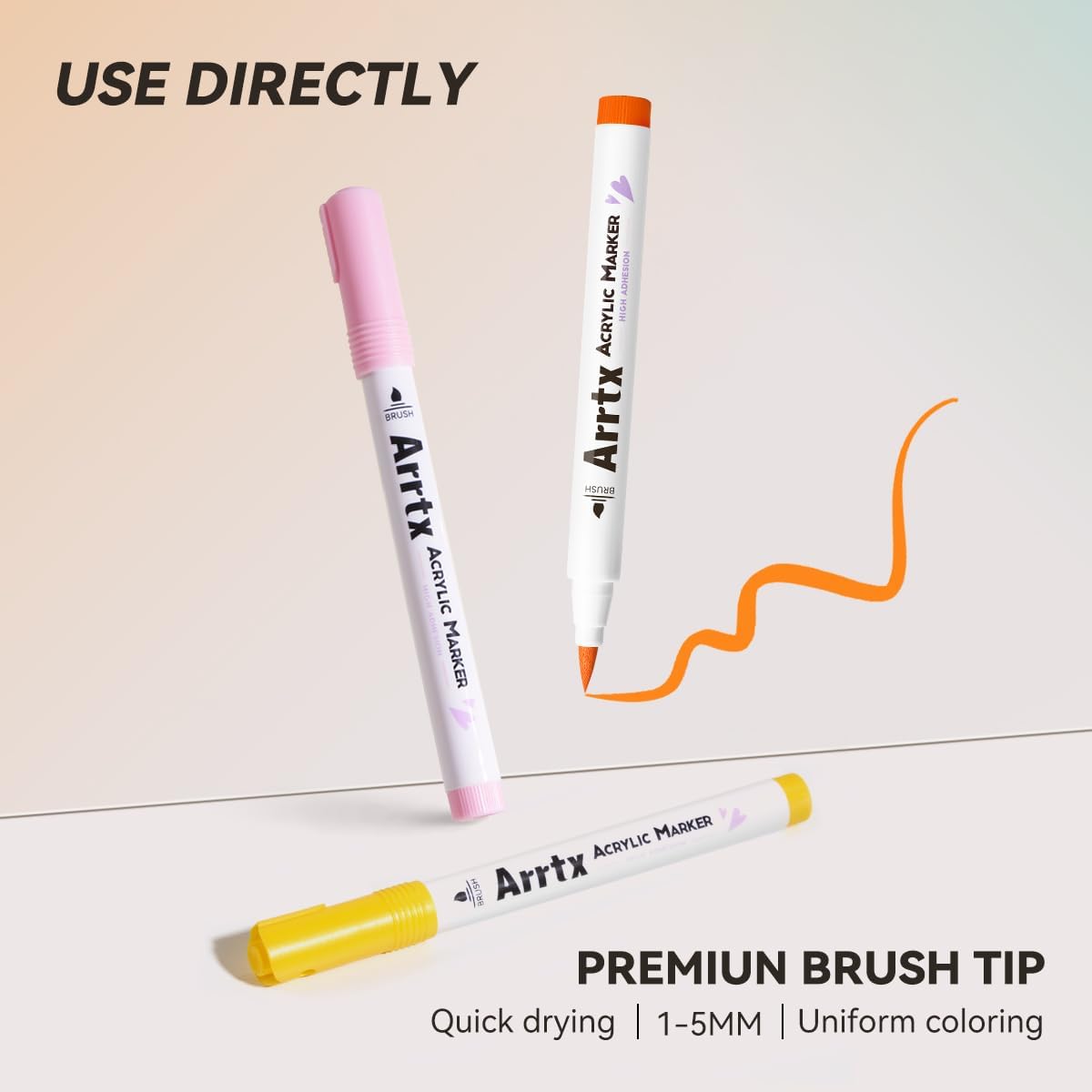 Thumbnail 3 de Arrtx 36-Colour Acrylic Paint Pens with Brush Tip – Versatile Markers for Rock, Fabric, Wood and More