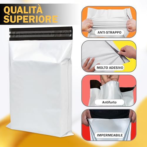 Detalle de UGIX Buste per Spedizioni Vinted, 100Pcs - 4 Misure, Autoadesive e Impermeabili 60 micron