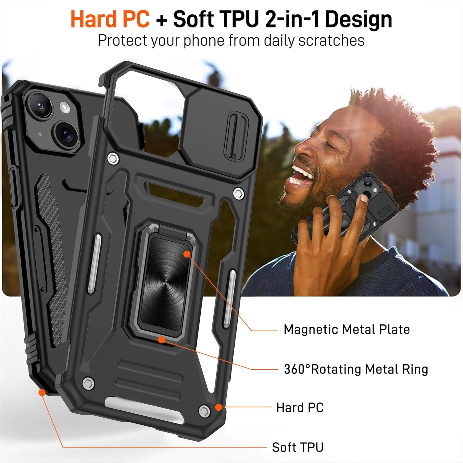 Thumbnail 6 de Jshru iPhone 15 Case with Screen Protector and Magnetic Kickstand