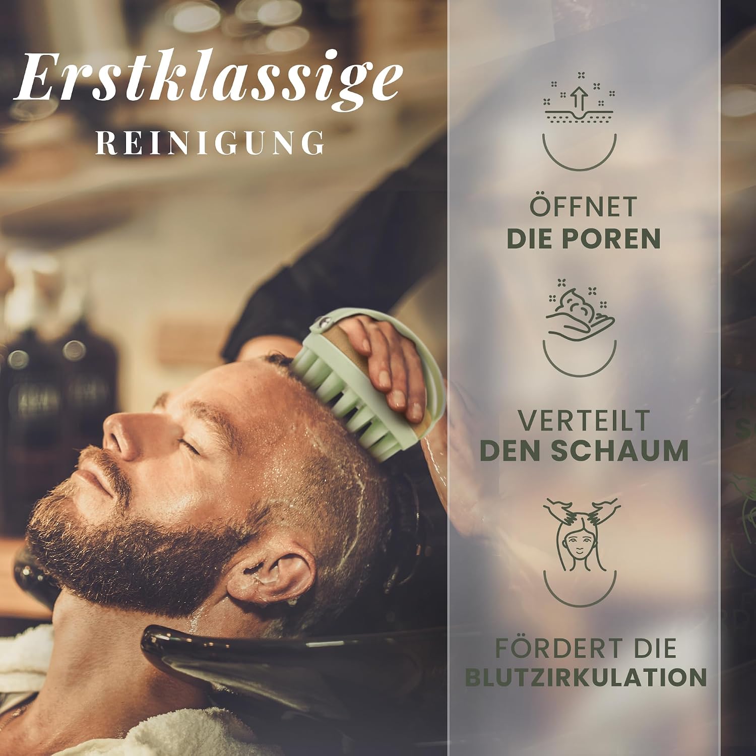 Detalle de BAMBUA Kopfhaut Massagebürste 3 Aufsätze
