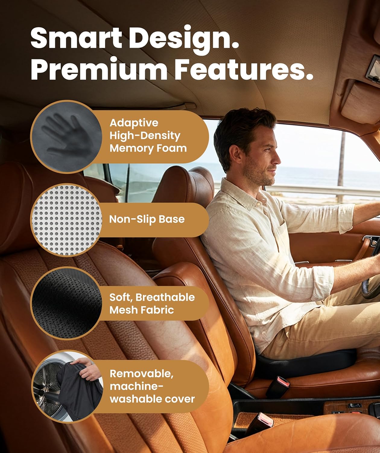 Thumbnail 3 de Everlasting Comfort Doctor Recommended Memory Foam Seat Cushion (Black, Large) for Office Chairs & Car