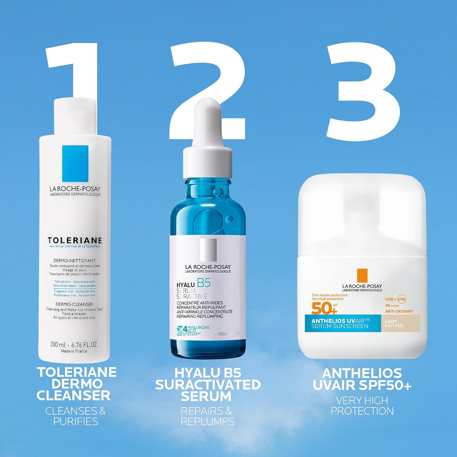 Detalle de La Roche-Posay Anthelios UVAIR Serum Sunscreen SPF50+ Light, Tinted Serum Sunscreen with Hyaluronic Acid, Niacinamide & Vitamin E