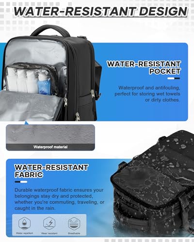 Thumbnail 5 de HPLQQ mochila de viaje con compresión al vacío para cabina de avión (U1-Negro)