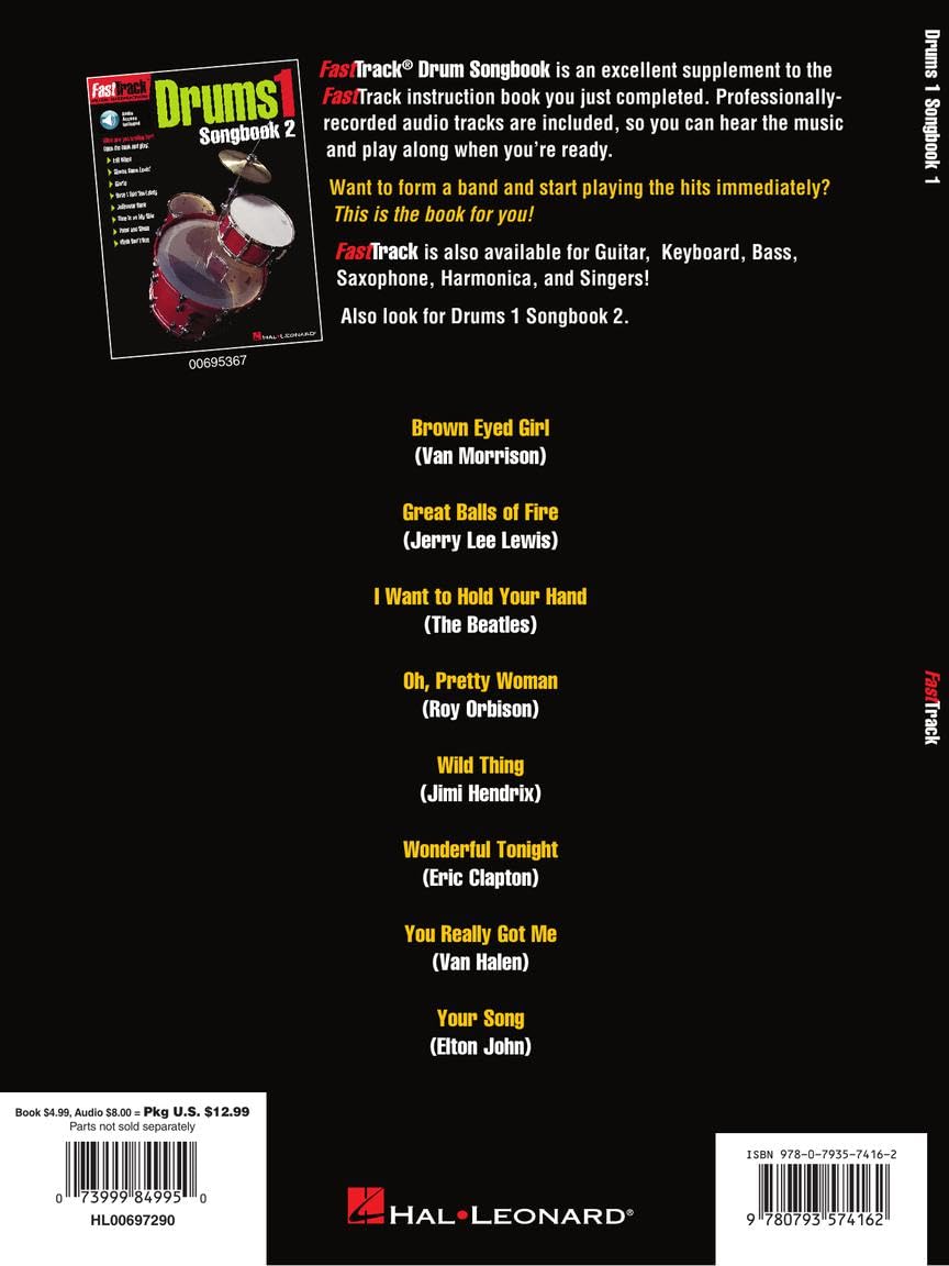 Detalle 2 de FastTrack Drums Songbook 1, Level 1 Sheet Music with Online Audio