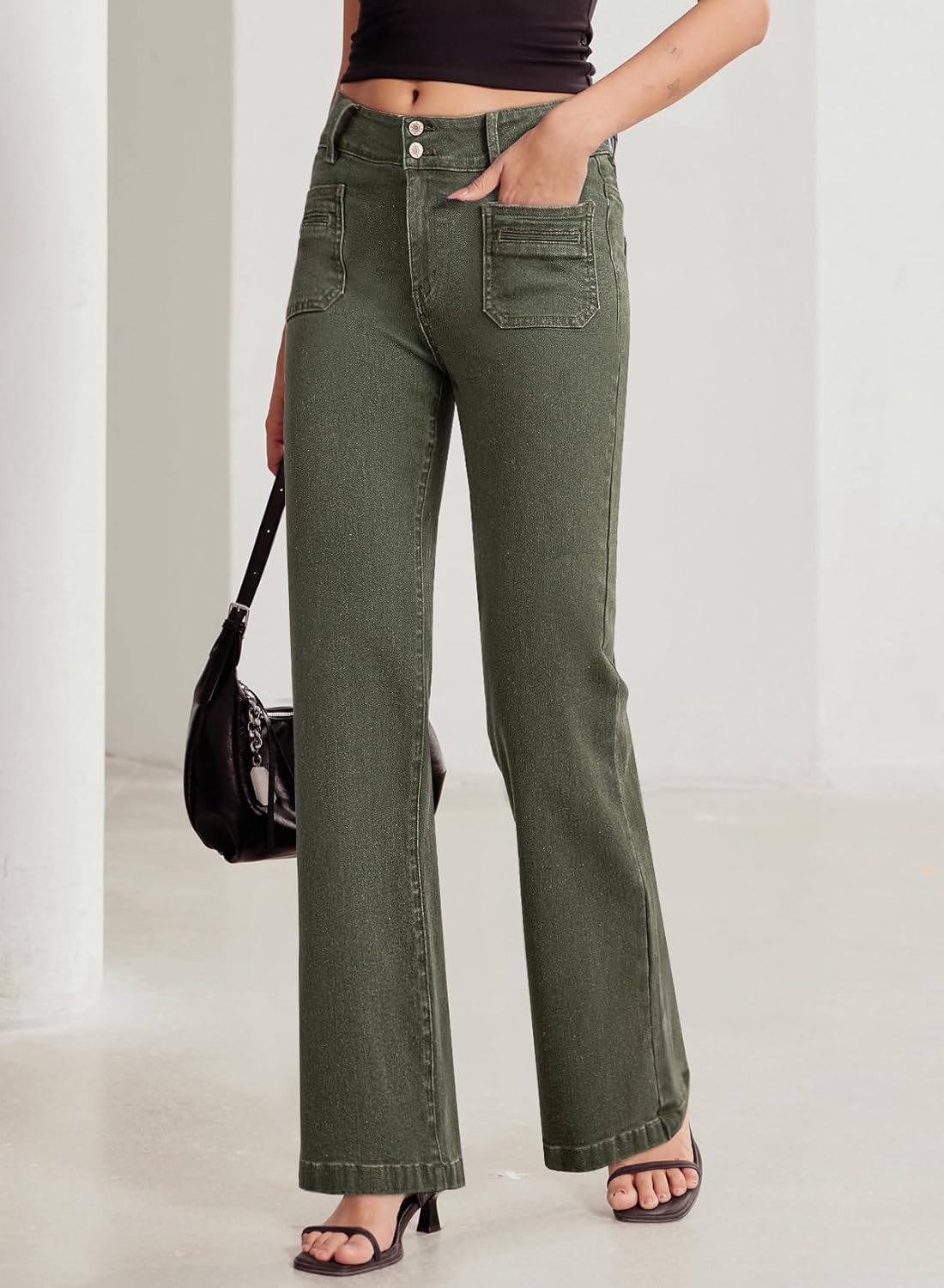 Thumbnail 2 de SIDEFEEL Women’s High-Waisted Wide Leg Jeans with Tummy Control & Front Pockets