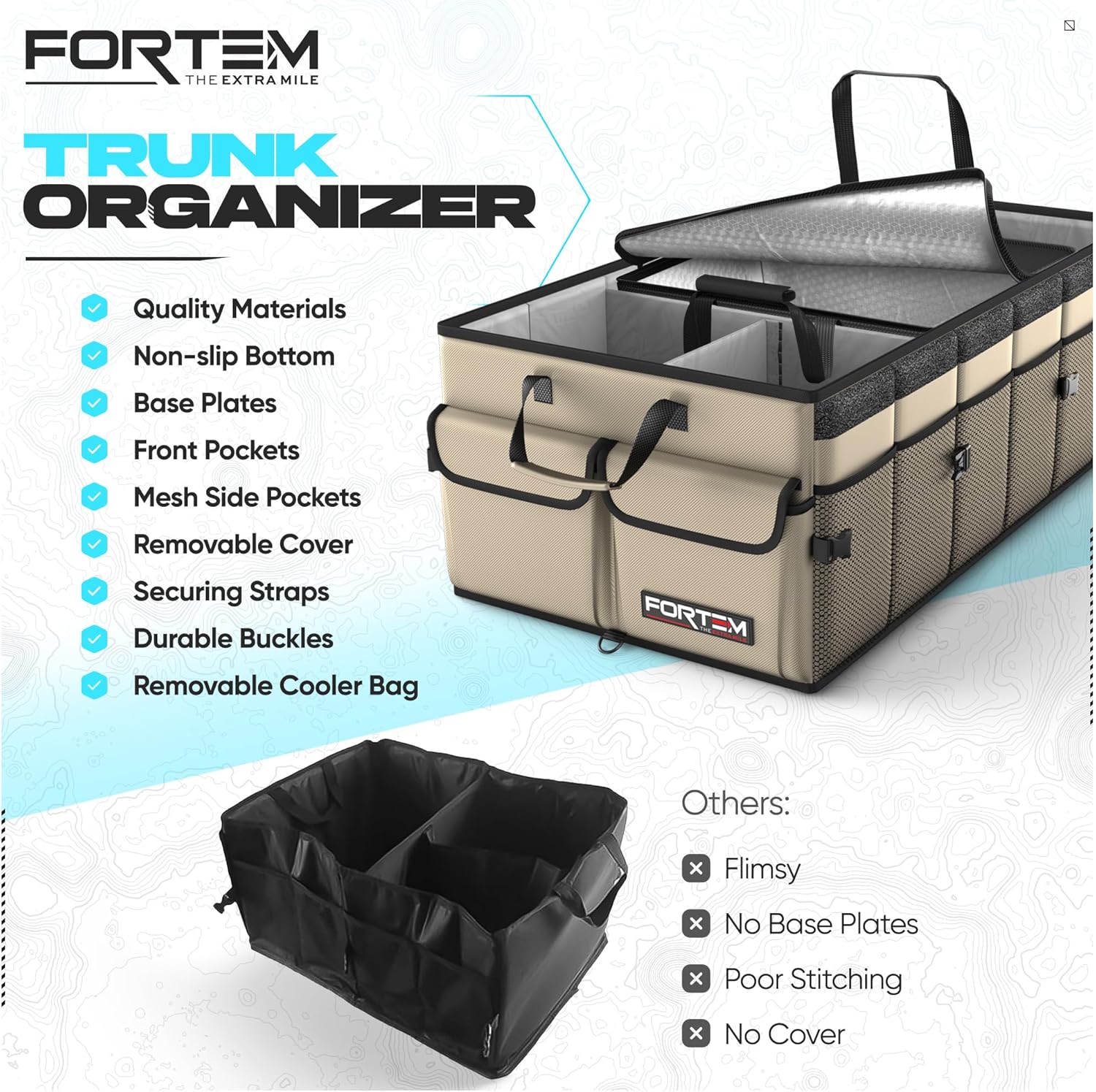 Thumbnail 6 de FORTEM Car Boot Organiser: 105L Collapsible Trunk Storage with Non-Slip Base