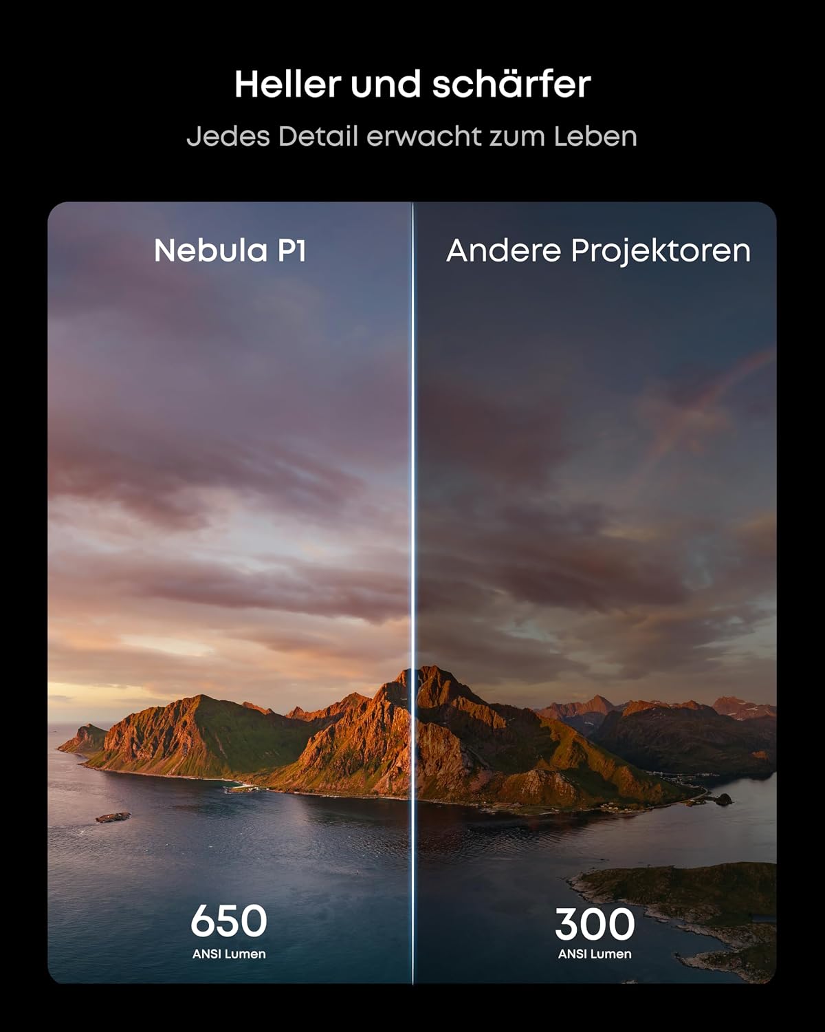 Detalle de Soundcore Nebula P1 Beamer mit 650 ANSI Lumen