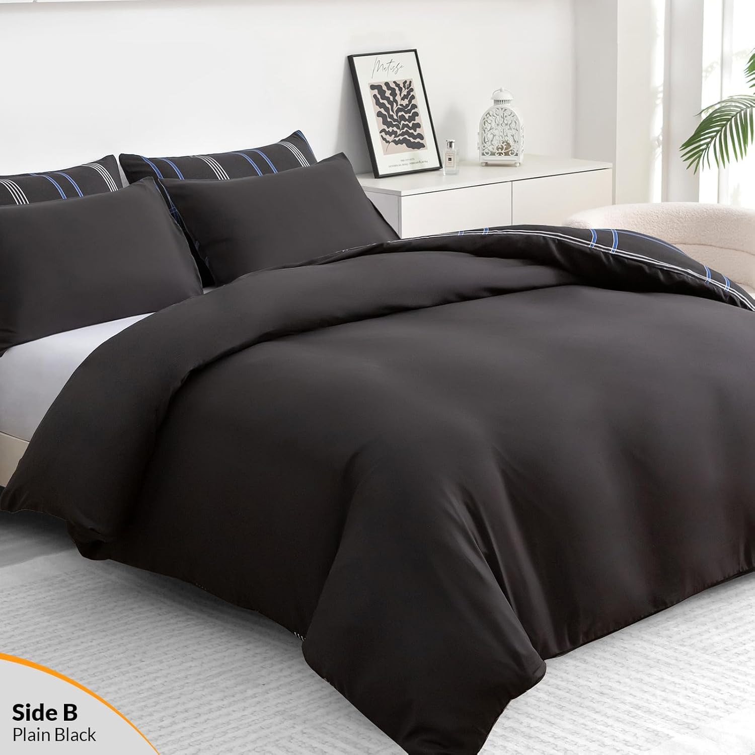 Thumbnail 1 de Pamposh Double Duvet Set – Brushed Microfibre Double Duvet Cover with Zipper, 3-Piece Bedding Set