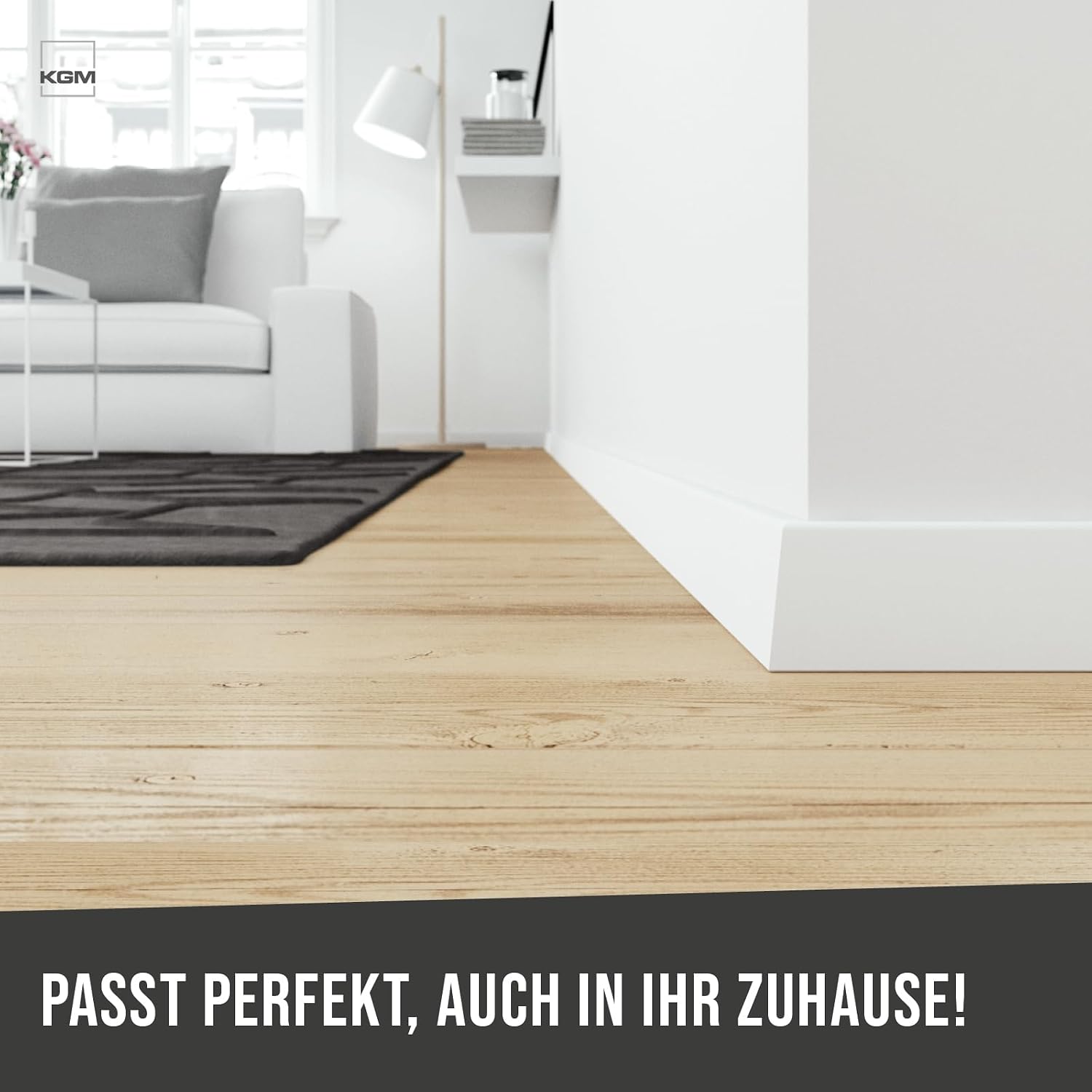 Thumbnail 4 de Vorteilspack 96 Meter Sockelleiste Mega – Weiß foliert, MDF, 2400 x 16 x 58 mm (40 Stück) von KGM