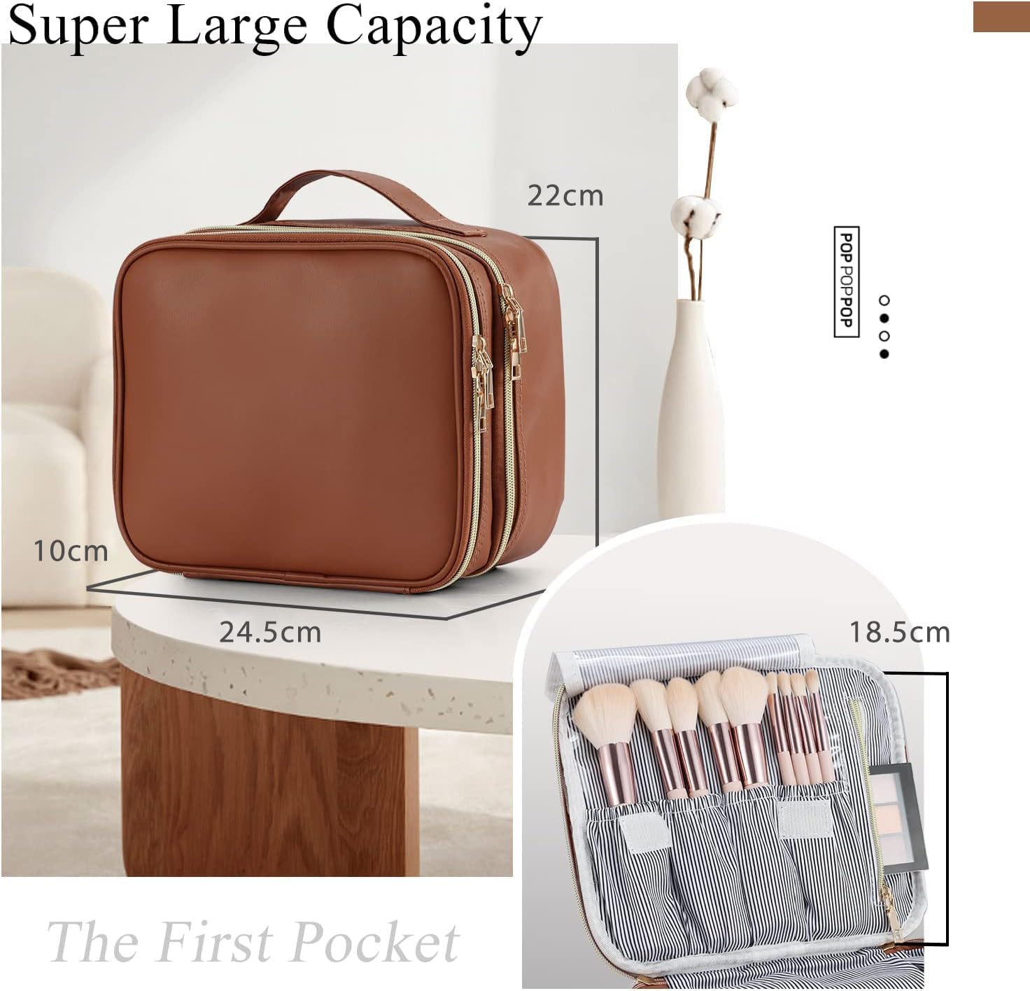 Thumbnail 3 de Joligrace Makeup Bag Cosmetic Case Vanity Train Case with Adjustable Compartments