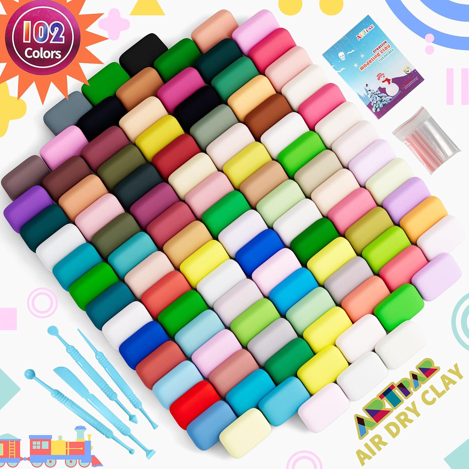 Detalle de ARTPAR P102 Air-Dry Clay Kit, 102 Colors for Kids’ Crafts