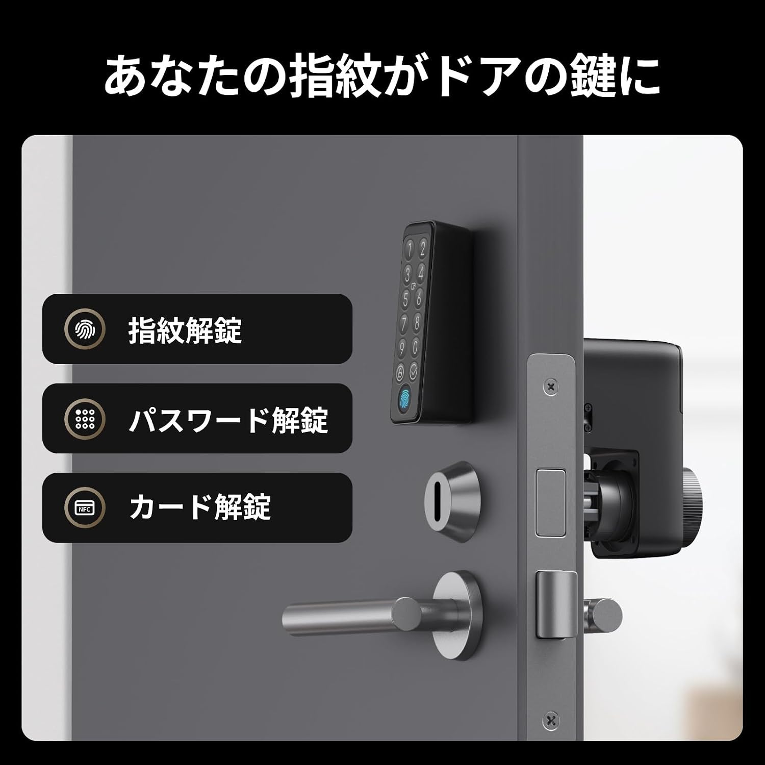 Detalle de SwitchBot Smart Lock Pro スマートロック 指紋認証パッド付き、暗証番号・交通系IC対応