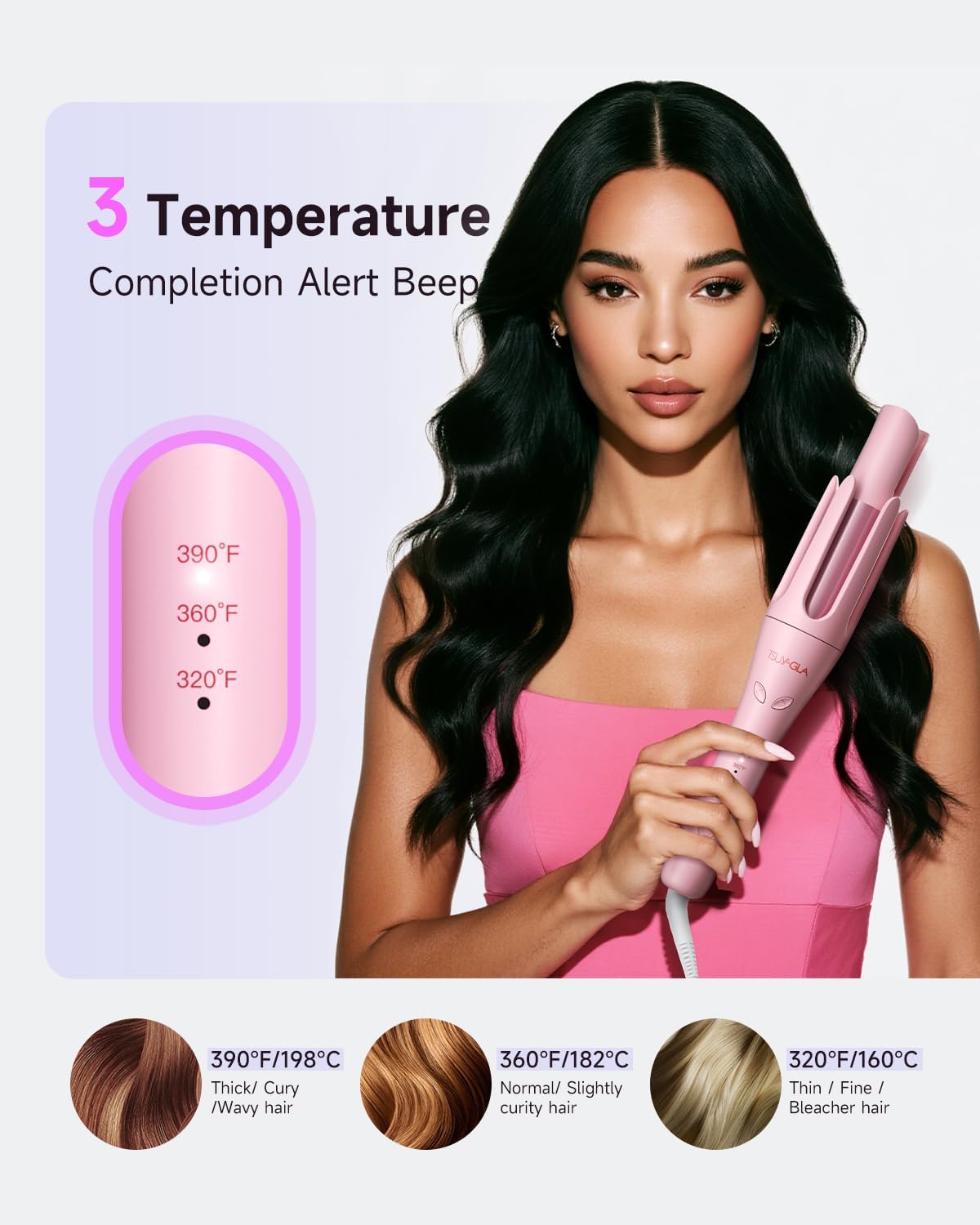Thumbnail 6 de TSUYAGLA T309-PINK Automatic Curling Iron, 1.25-Inch Barrel, Dual Voltage