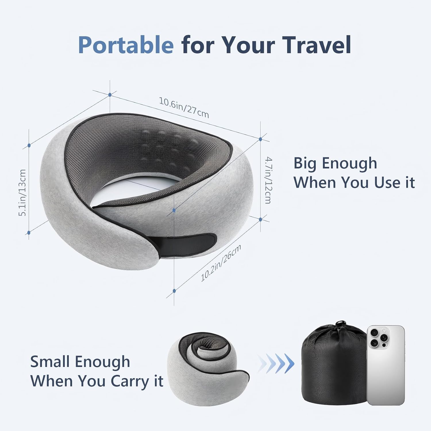 Detalle 2 de Purroch CA-JY-B2 Memory Foam Travel Pillow with Adjustable Strap
