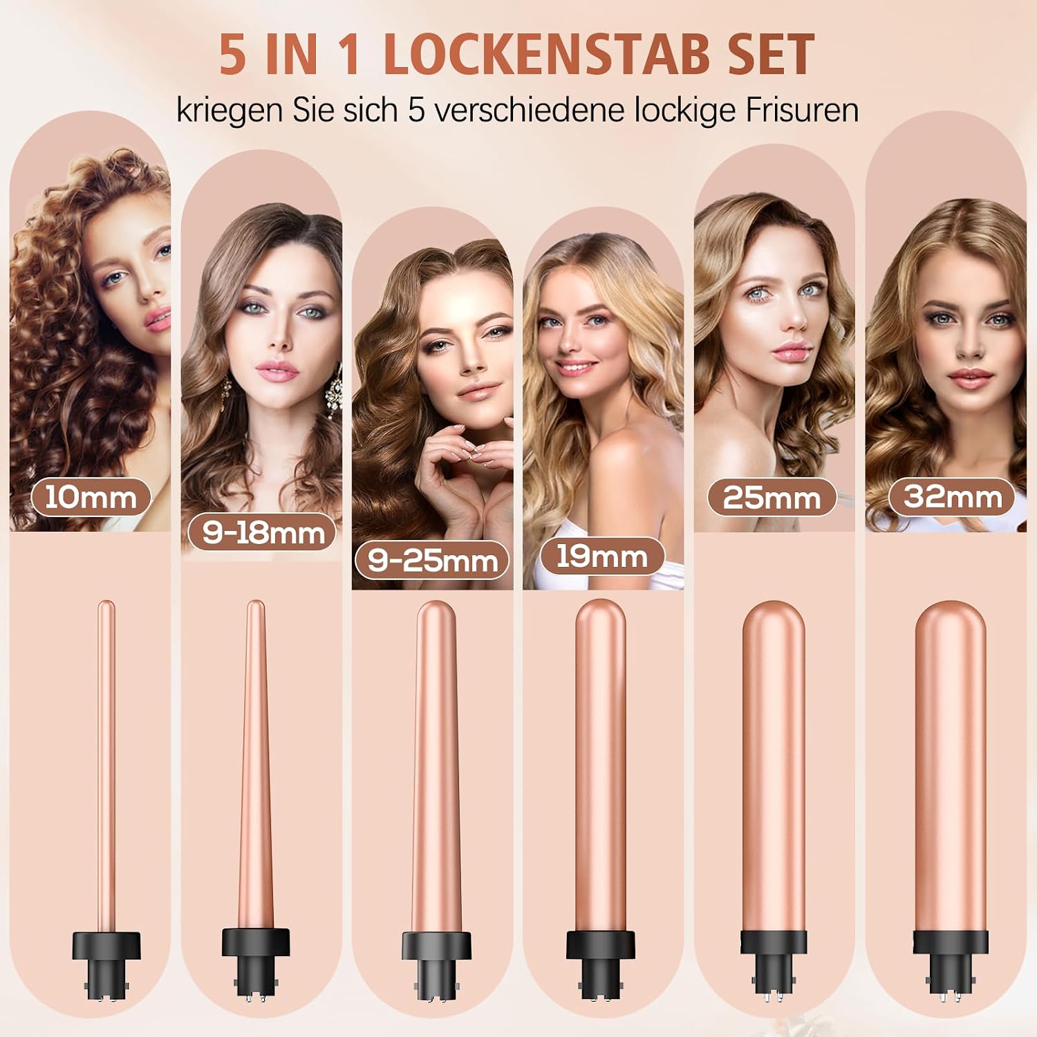 Detalle 2 de Lockenstab 6 in 1 Turmalin Keramik Set