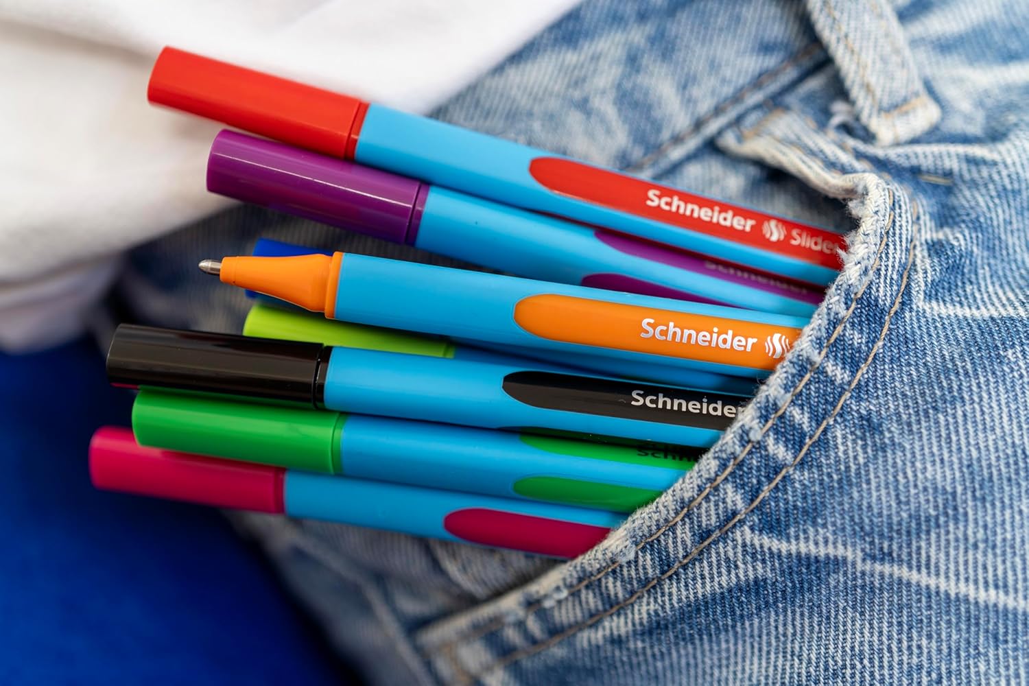 Detalle de Schneider Slider Edge XB Kugelschreiber – 10er Pack, blau, Dreikant-Stift