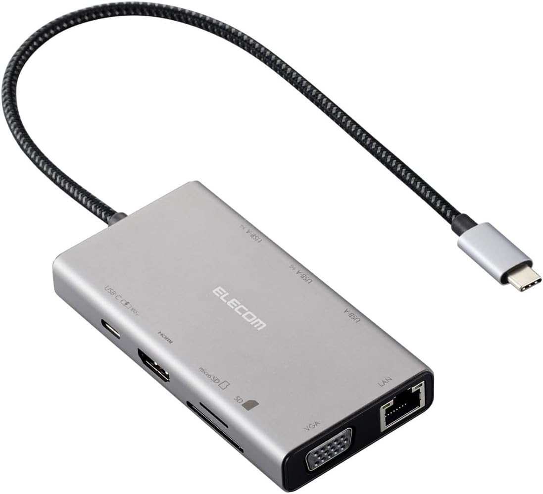 Detalle de エレコム DST-W15 USB-Cドッキングステーション 10ポート、3画面出力・4K/30Hz HDMI対応 グレー