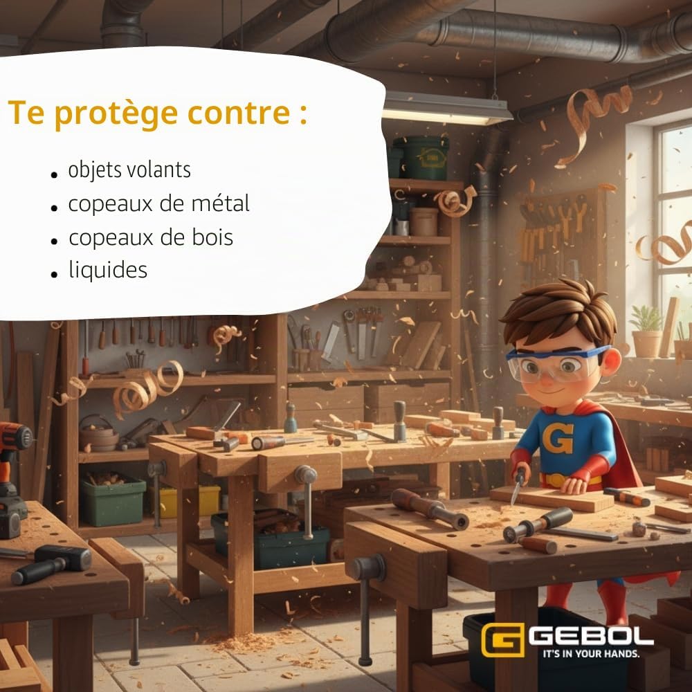 Detalle de Gebol Lunettes de protection Safety Kids – légère, ajustables, anti-rayures, bleu et rose