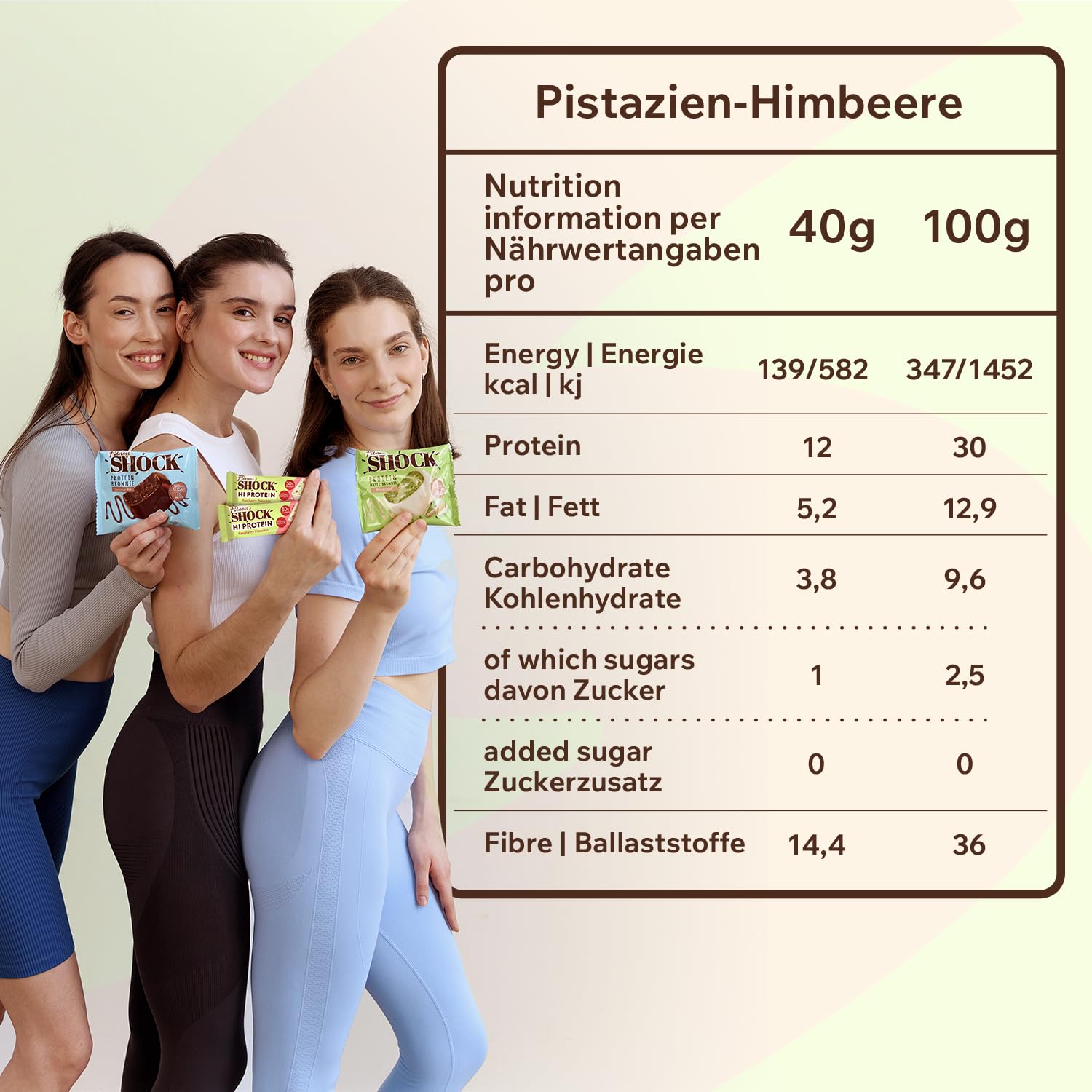 Thumbnail 1 de FitnesSHOCK Proteinriegel Set mit 30% Eiweiß, 12 g pro Riegel (12 Stk) – Pistazie, zuckerfrei, low carb