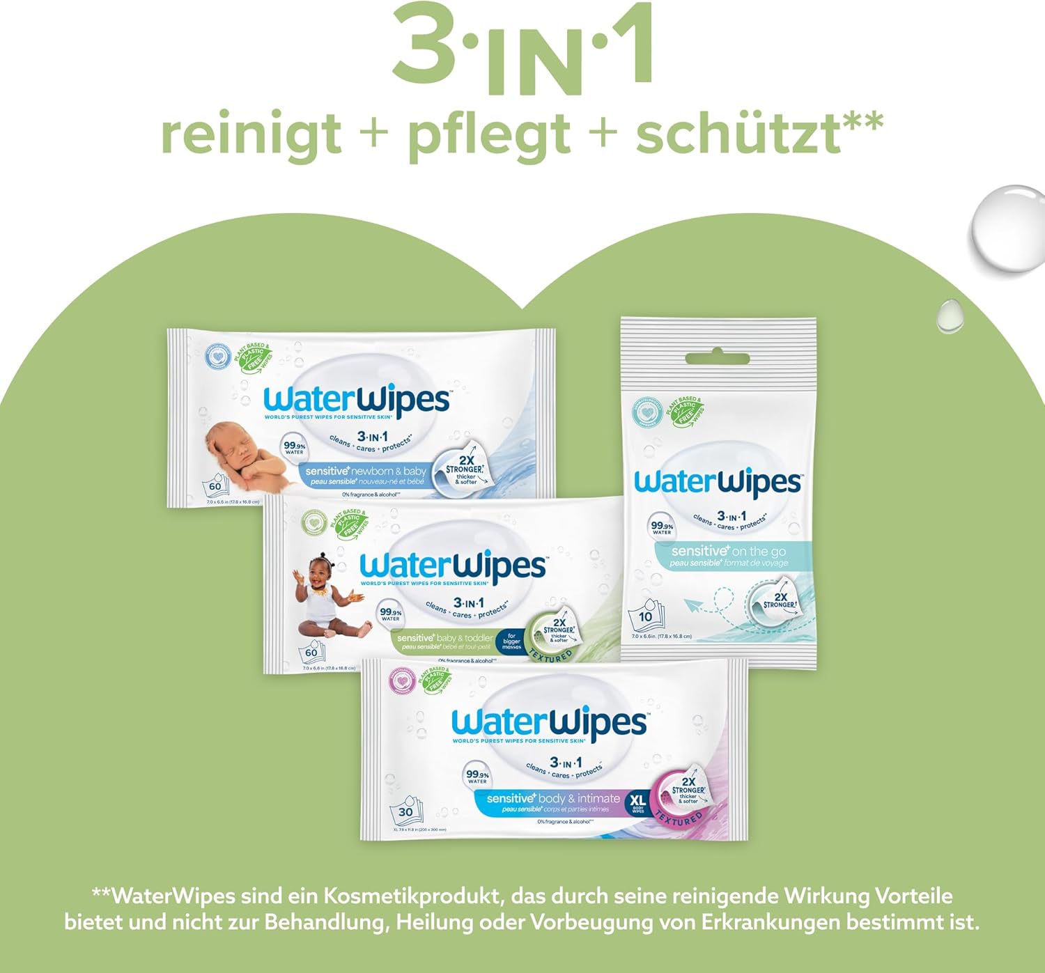 Thumbnail 6 de WaterWipes Sensitive+ Baby- & Kleinkind-Feuchttücher 4er Pack (240 Stück) – parfümfrei, 99,9 % Wasser