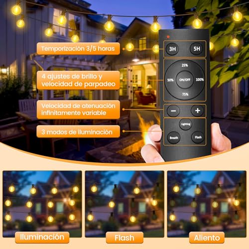 Thumbnail 5 de Light-Brightly Guirnaldas Luces Exterior Jardín 30m con Bombillas G40 IP44 y Dimming