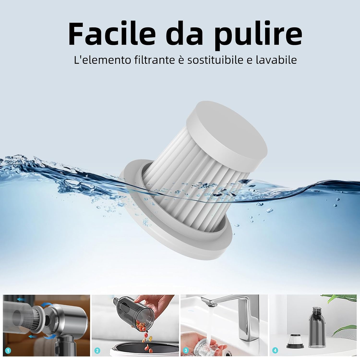 Detalle de NVKHG Aspirabriciole Senza Fili 26.000Pa: aspirapolvere portatile per auto con motore brushless e soffiatore