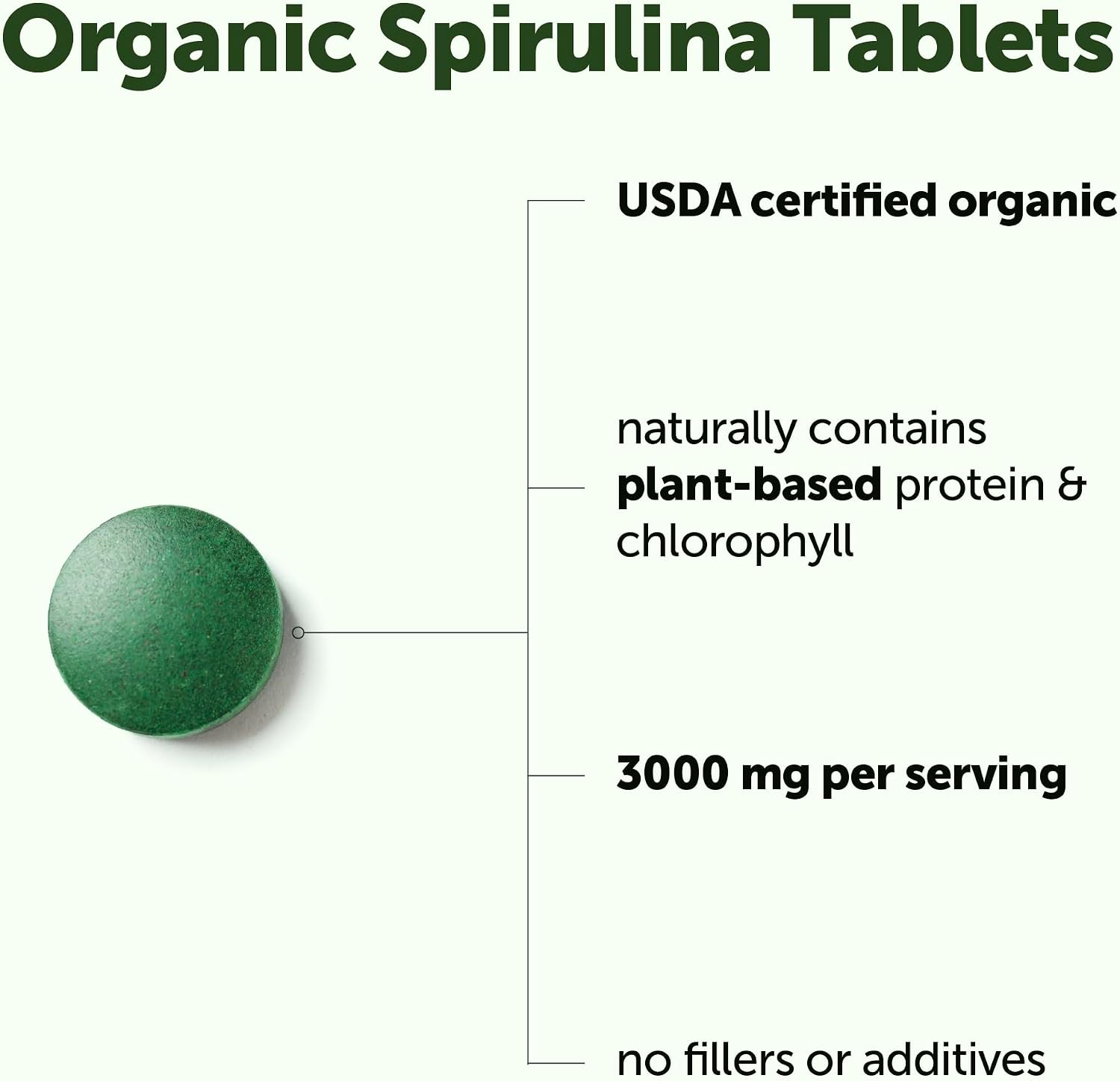 Detalle de Micro Ingredients 4332489013 Organic Spirulina Tablets, 720 Count, Vegan Nutrients