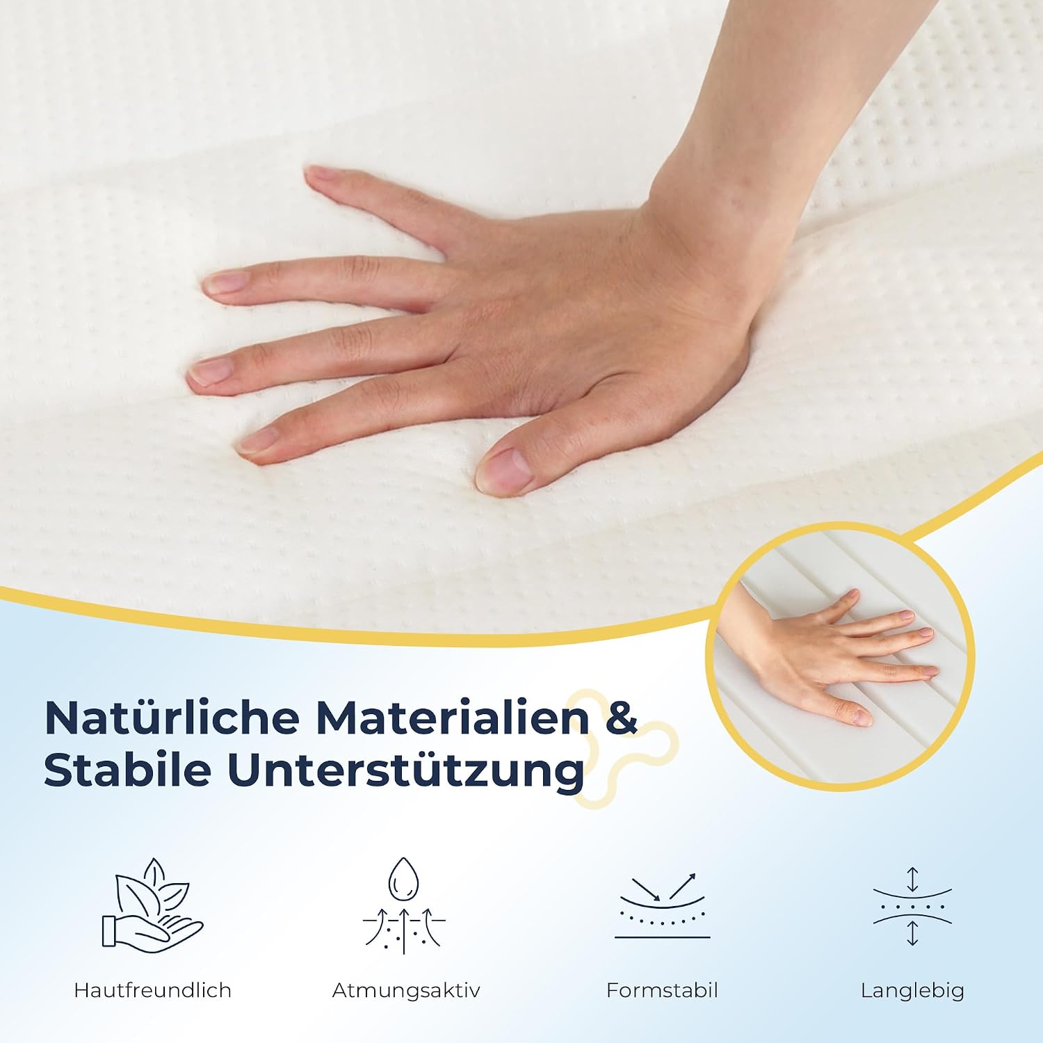 Thumbnail 1 de NAPSIE Matratze 140x200 Mittelfest 16 cm – 7-Zonen Kaltschaum mit waschbarem Bezug