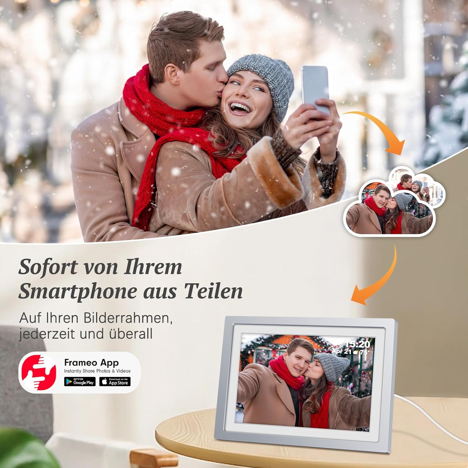 Thumbnail 2 de Apveelveer Digitaler Bilderrahmen 10,1 Zoll WLAN