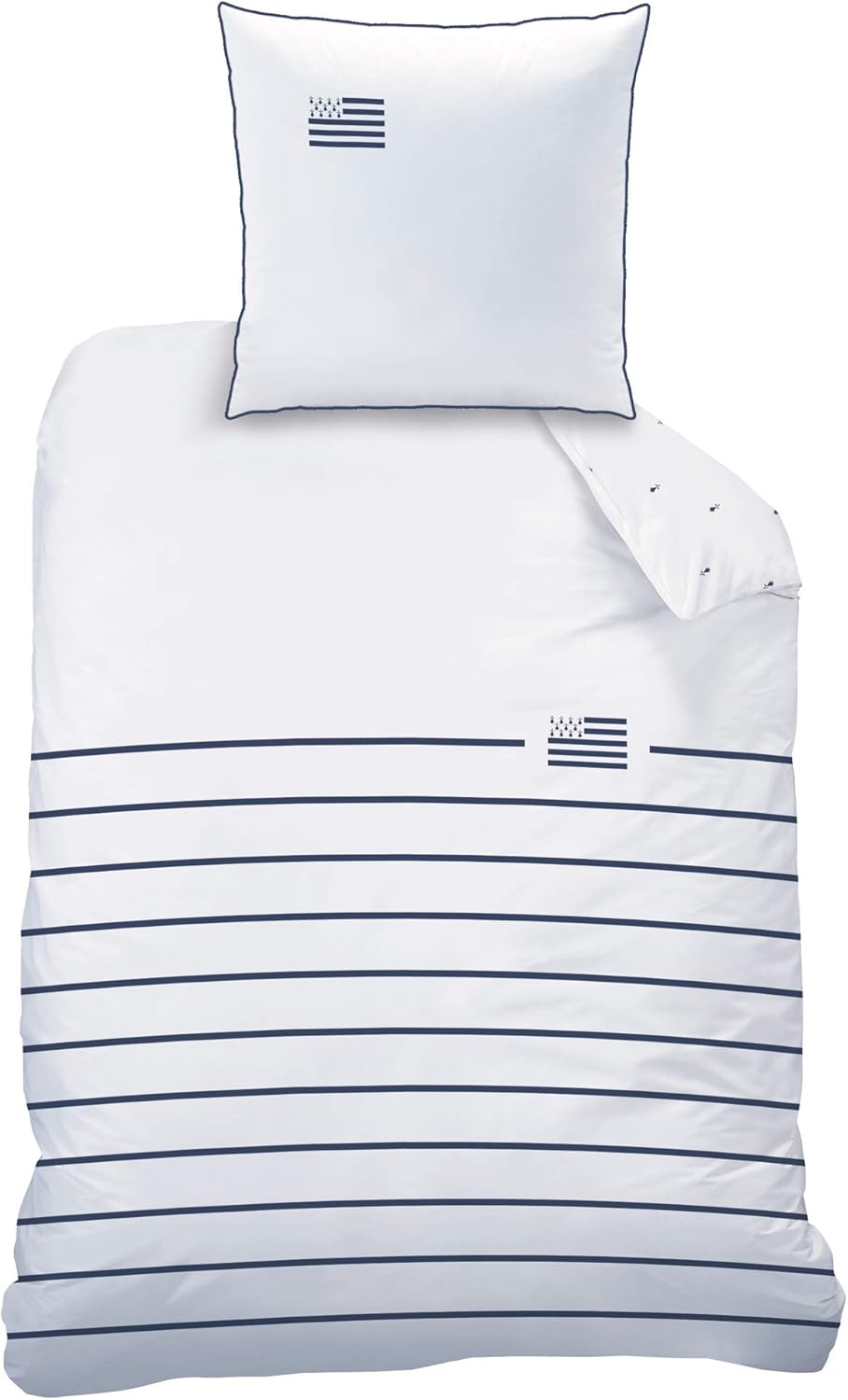 Thumbnail 1 de Parure de lit MATT & ROSE Gwenn Ha Du 140x200 cm en 100% coton (housse + 1 taie 63x63) – Blanc