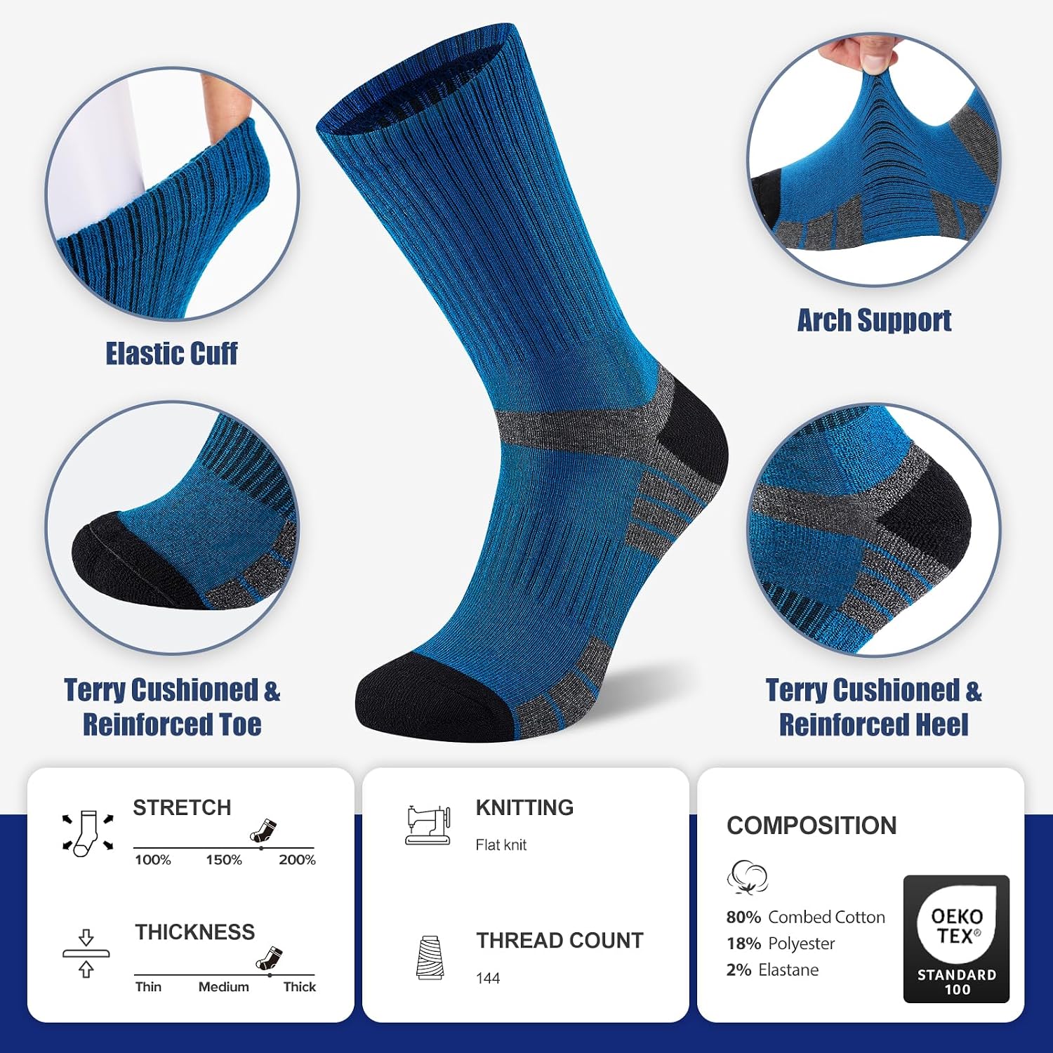 Thumbnail 3 de Cirorld Mens Socks 6 Pairs cushioned