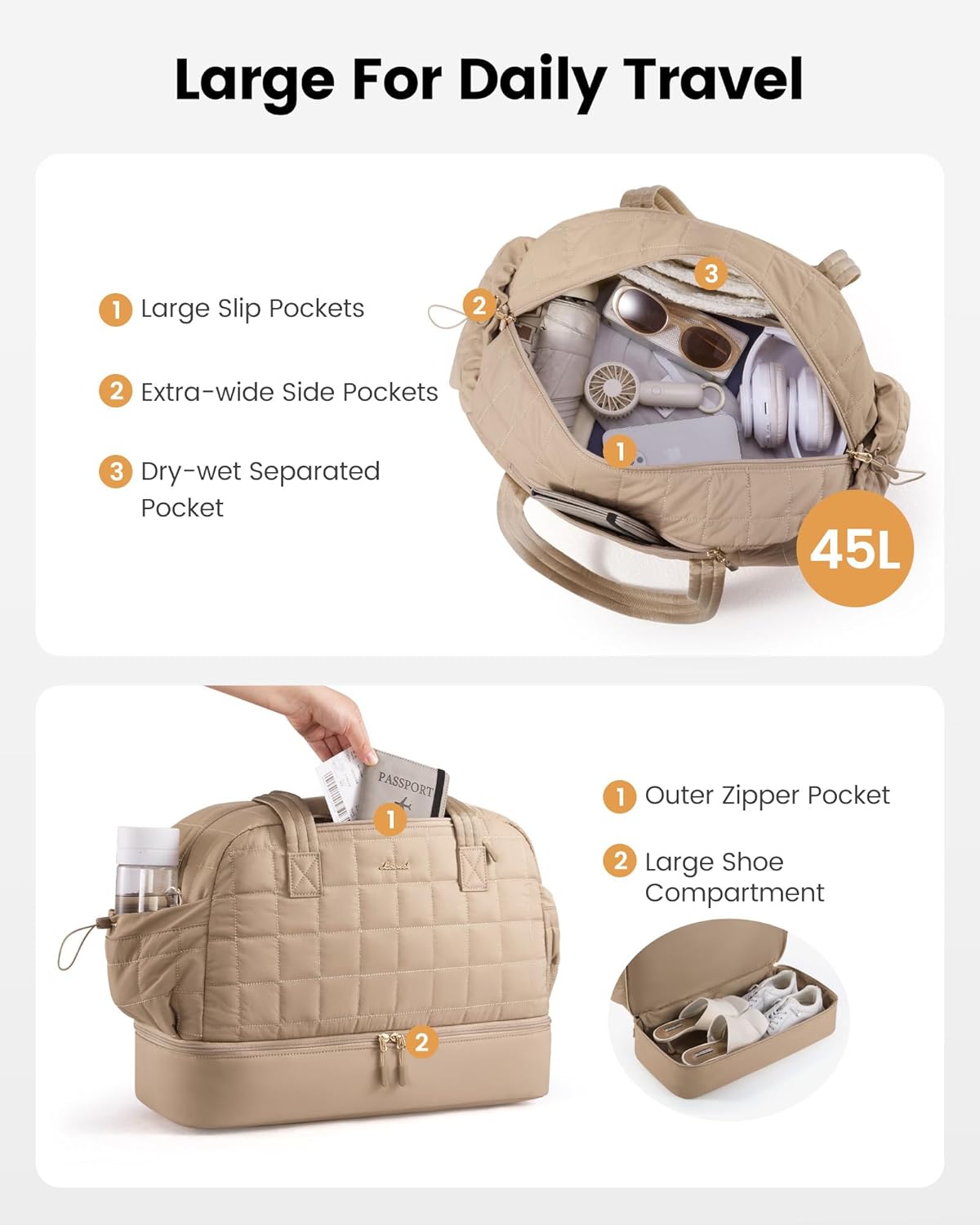 Thumbnail 2 de LOVEVOOK Weekender Reisetasche Damen 45L