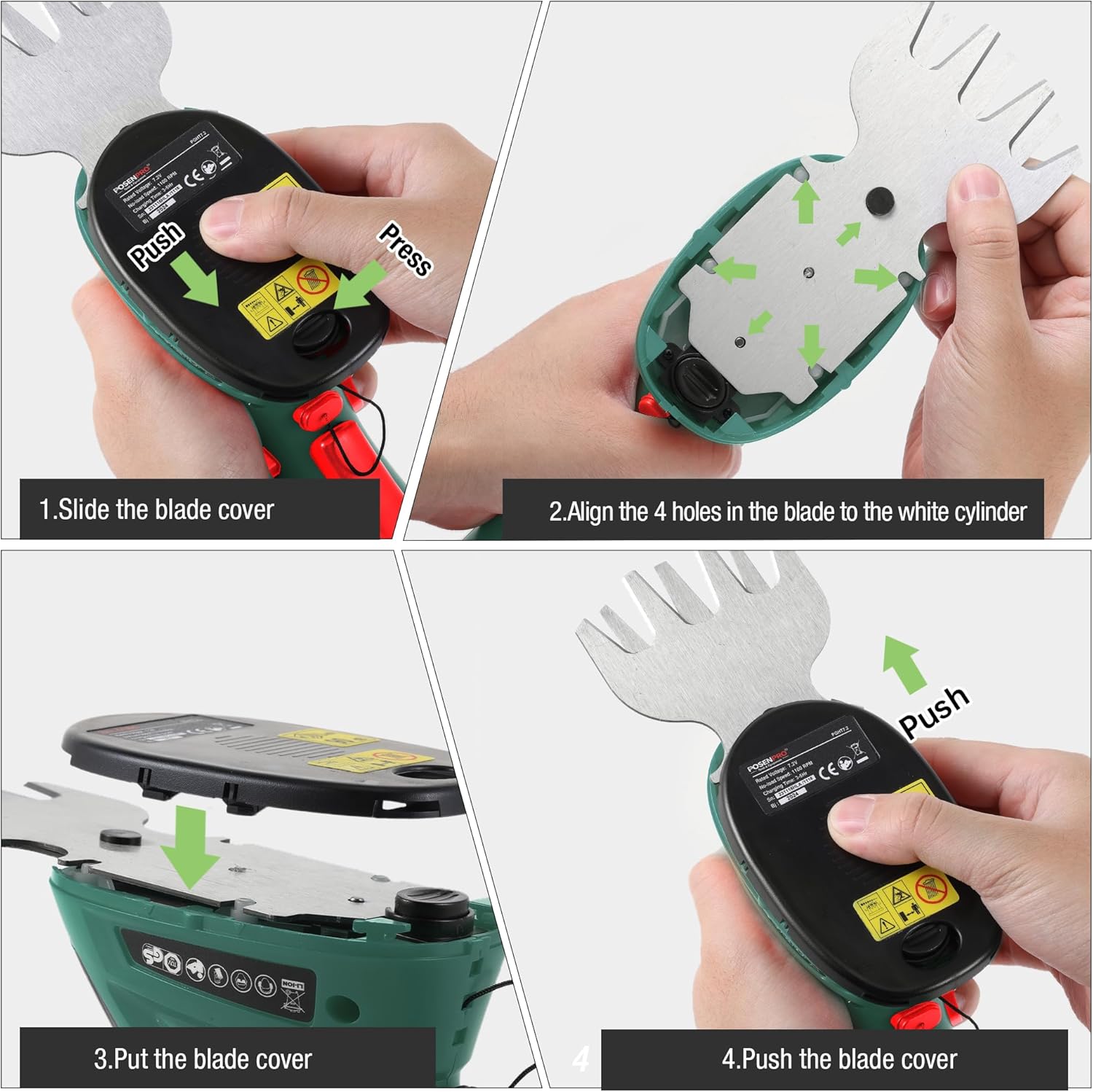 Thumbnail 3 de POSENPRO 7.2V 2-in-1 Cordless Hedge Trimmers & Grass Shear (rechargeable lithium-ion)