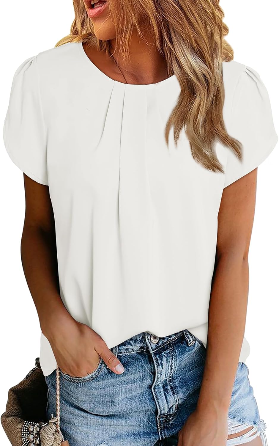 Thumbnail 1 de Dokotoo Damen Bluse Kurzarm – Falten-Tunika aus Chiffon, elegant & vielseitig