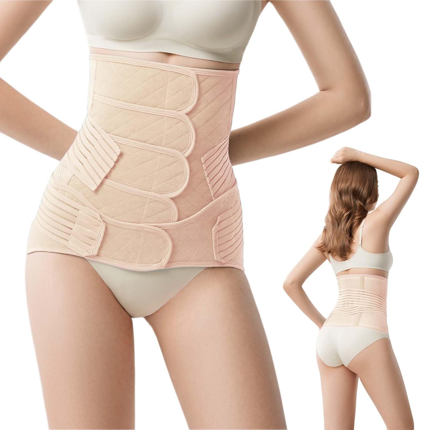 Detalle de JOYNCLEON Fascia Post Partum con Cintura Pelvica: supporto regolabile per recupero post parto (Beige, Medium)