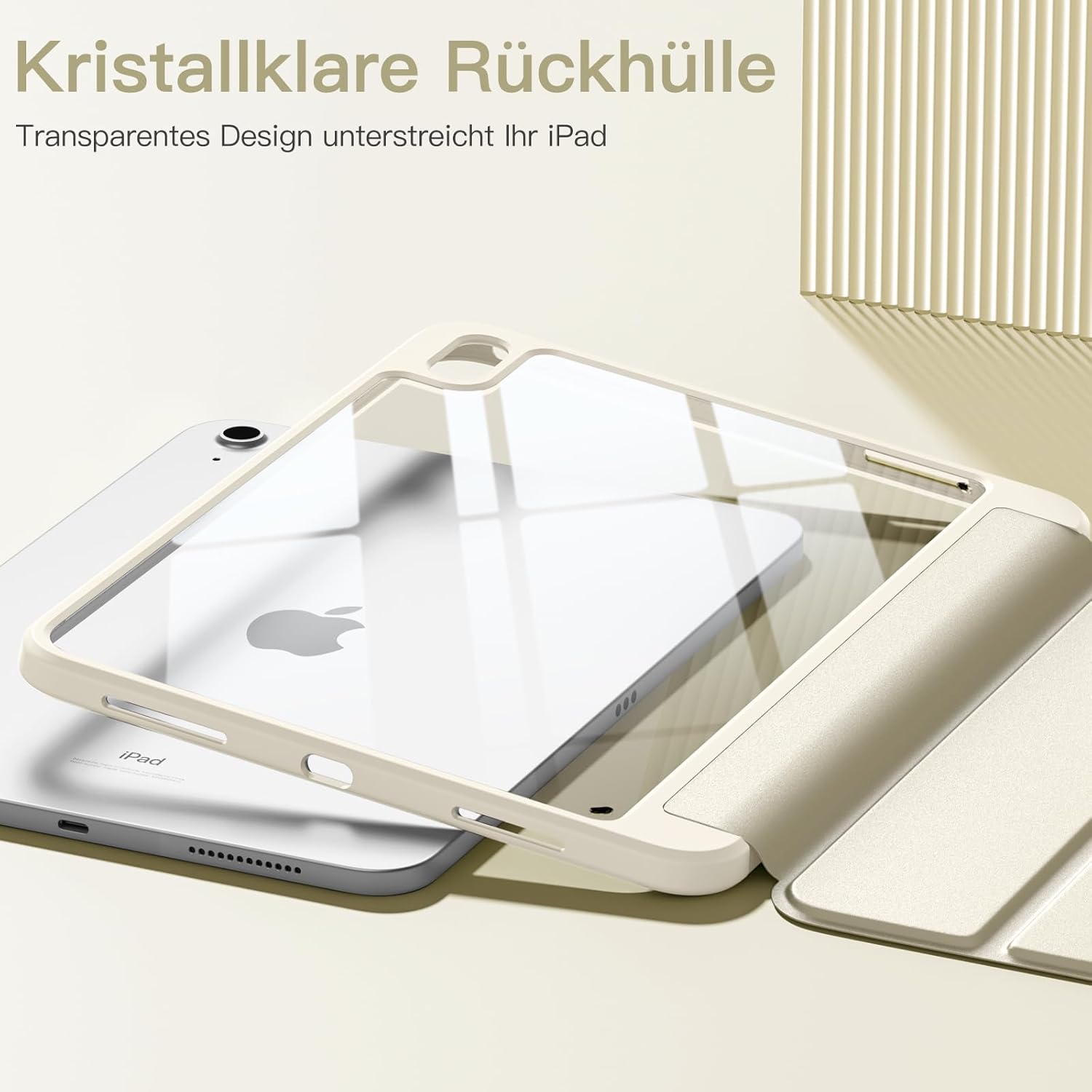 Thumbnail 1 de Vobafe Hülle für iPad A16 11. Generation / iPad 10. Generation mit Stifthalter – Clear Rückseite, Starthilfe für Touch ID & Auto Sleep/Wake